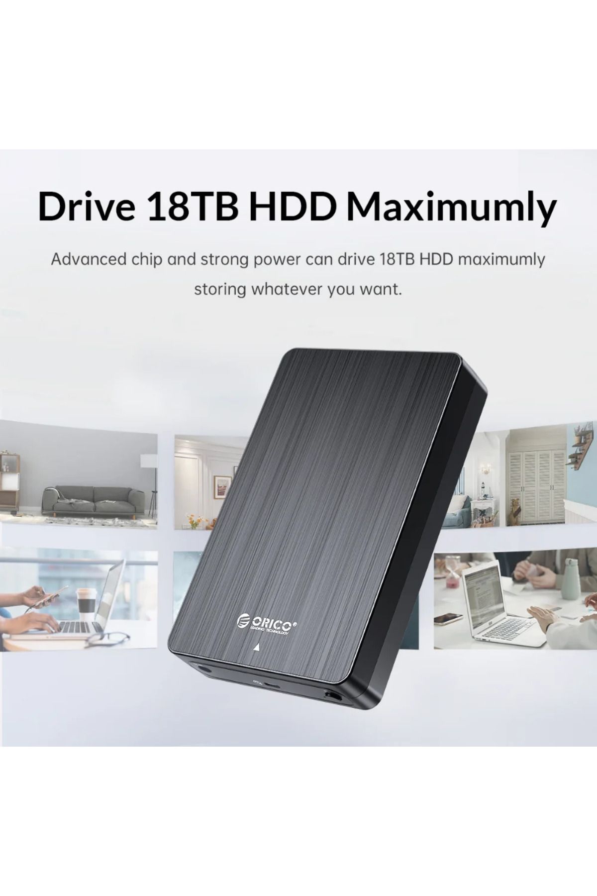 Orico-3.5" HDD Case SATA to USB C 6Gbps External Hard Drive Case for 3.5 inch HDD Enclosure with ... 5
