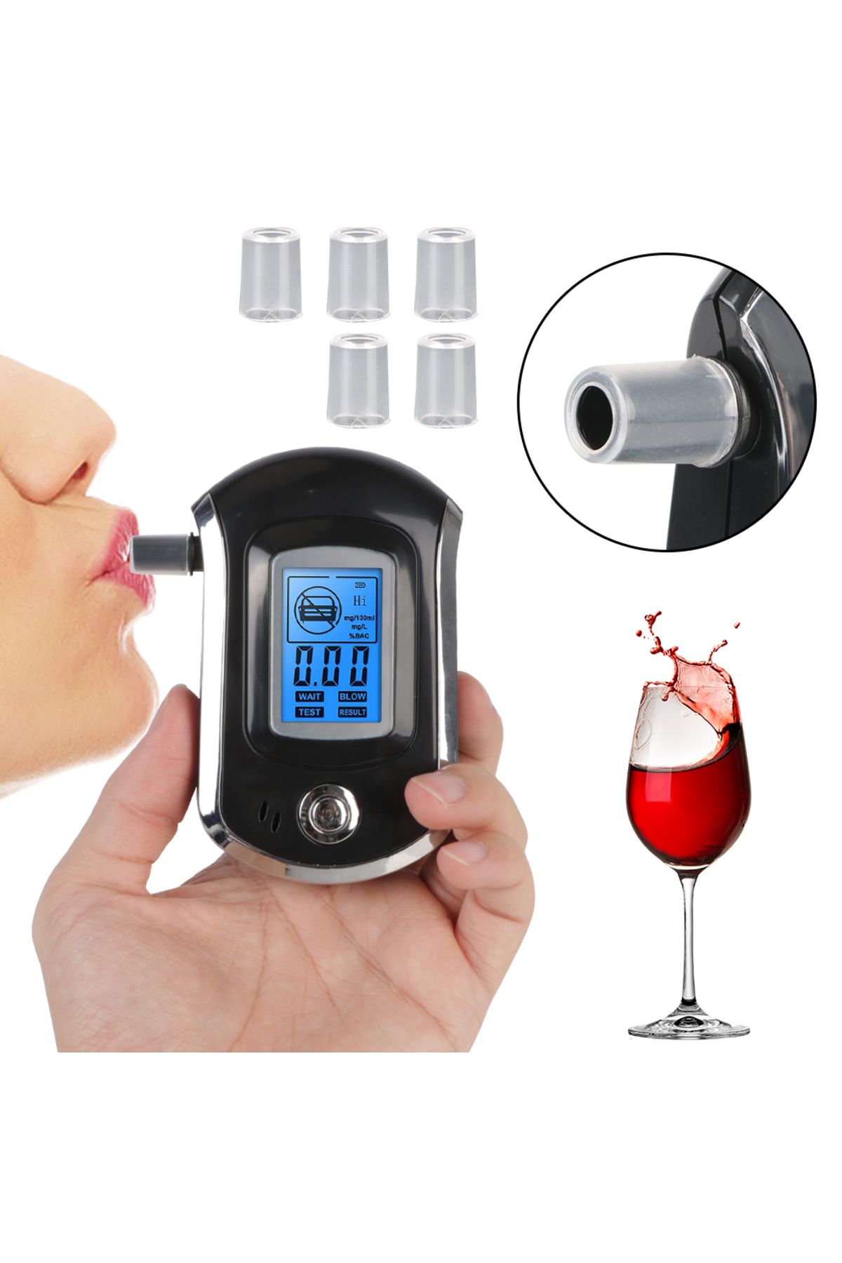Choice-LCD Screen Digital Breath Alcohol Tester AT6000 Breath Drunk Driving Analyzer Manual 2