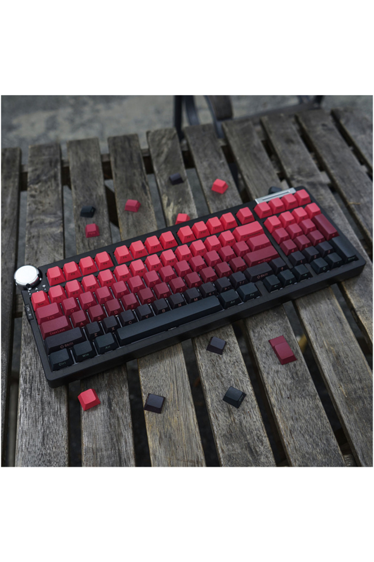 GYYSH-Dye Sublimation Black Red Gradient Keycaps Side Engraved PBT Material 139 Keys Cherry Profile For... 8