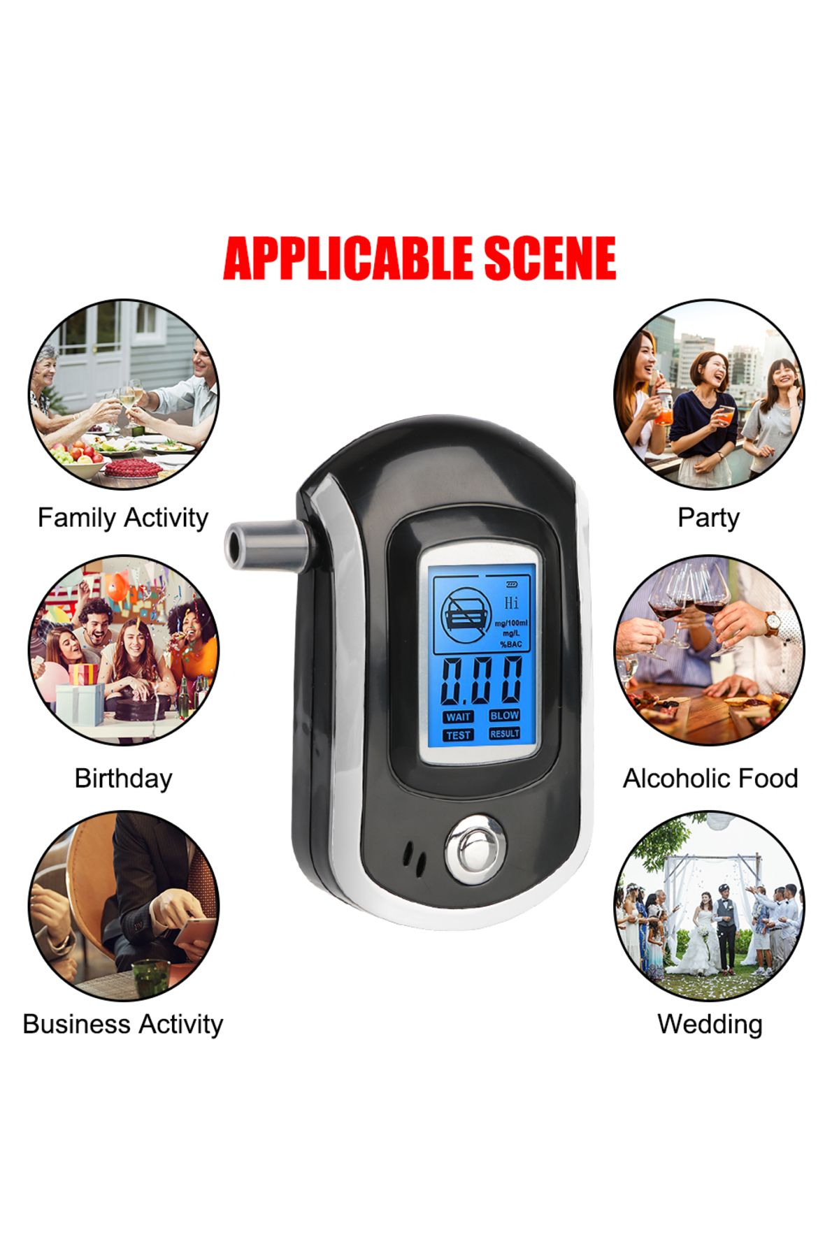 Choice-LCD Screen Digital Breath Alcohol Tester AT6000 Breath Drunk Driving Analyzer Manual 5