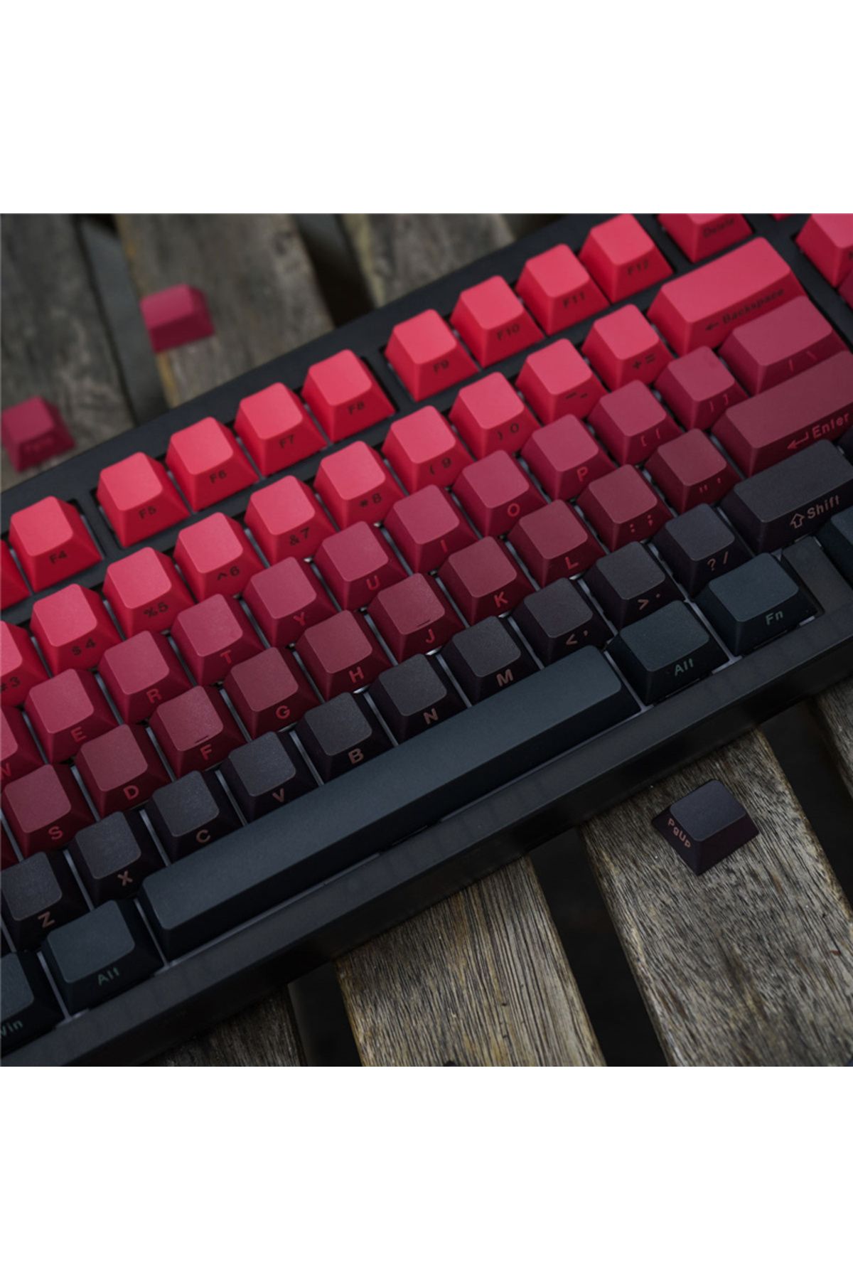 GYYSH-Dye Sublimation Black Red Gradient Keycaps Side Engraved PBT Material 139 Keys Cherry Profile For... 5