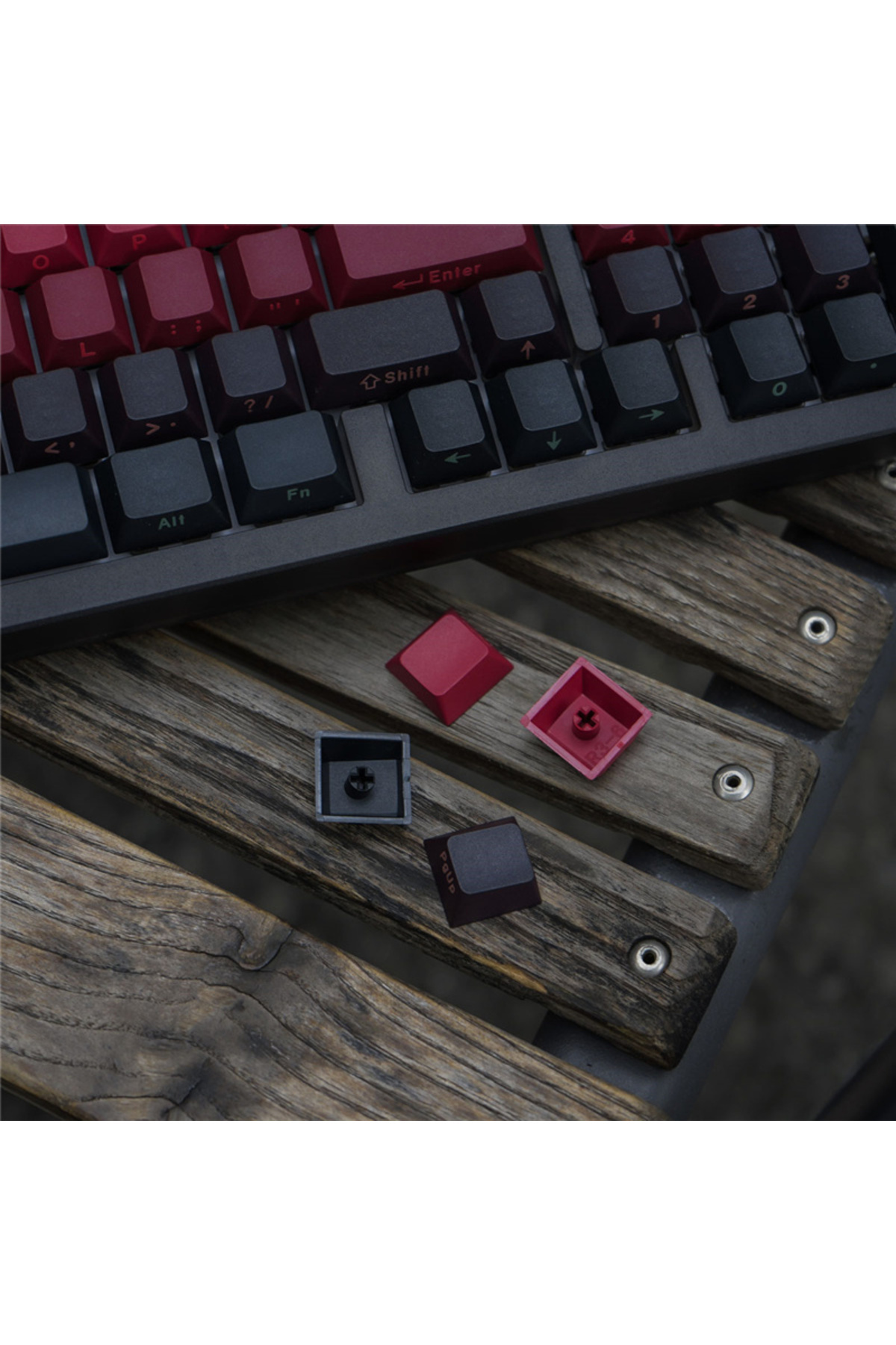 GYYSH-Dye Sublimation Black Red Gradient Keycaps Side Engraved PBT Material 139 Keys Cherry Profile For... 7