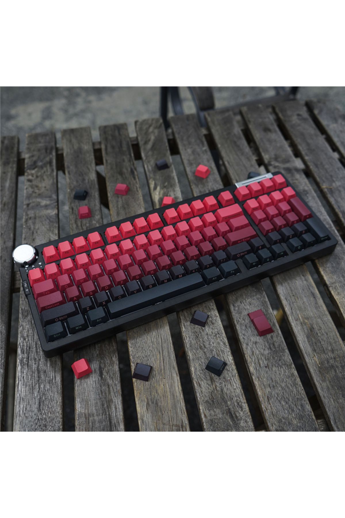 GYYSH-Dye Sublimation Black Red Gradient Keycaps Side Engraved PBT Material 139 Keys Cherry Profile For... 3