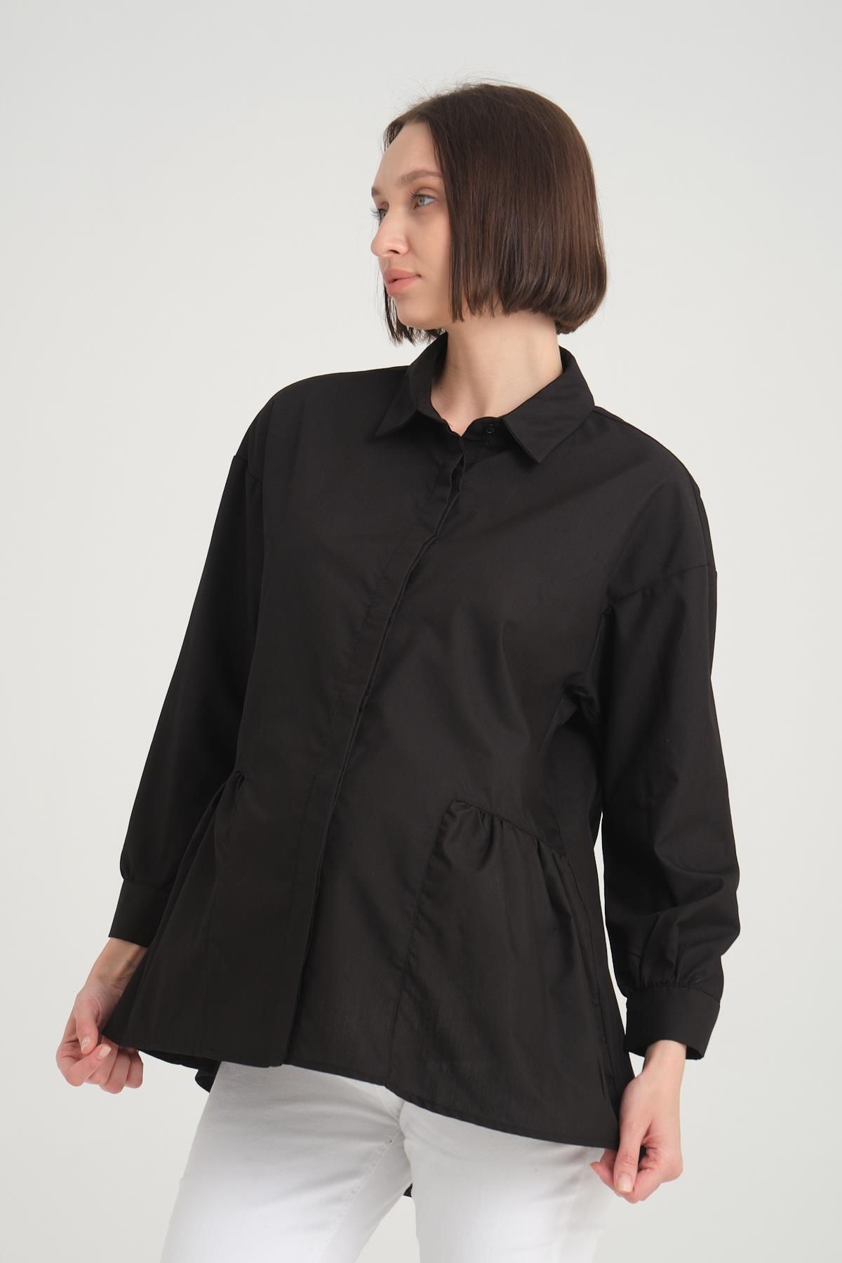 Işşıl-Işil B112-Closed Button Cotton Sports Maternity Shirt-Tunika 3