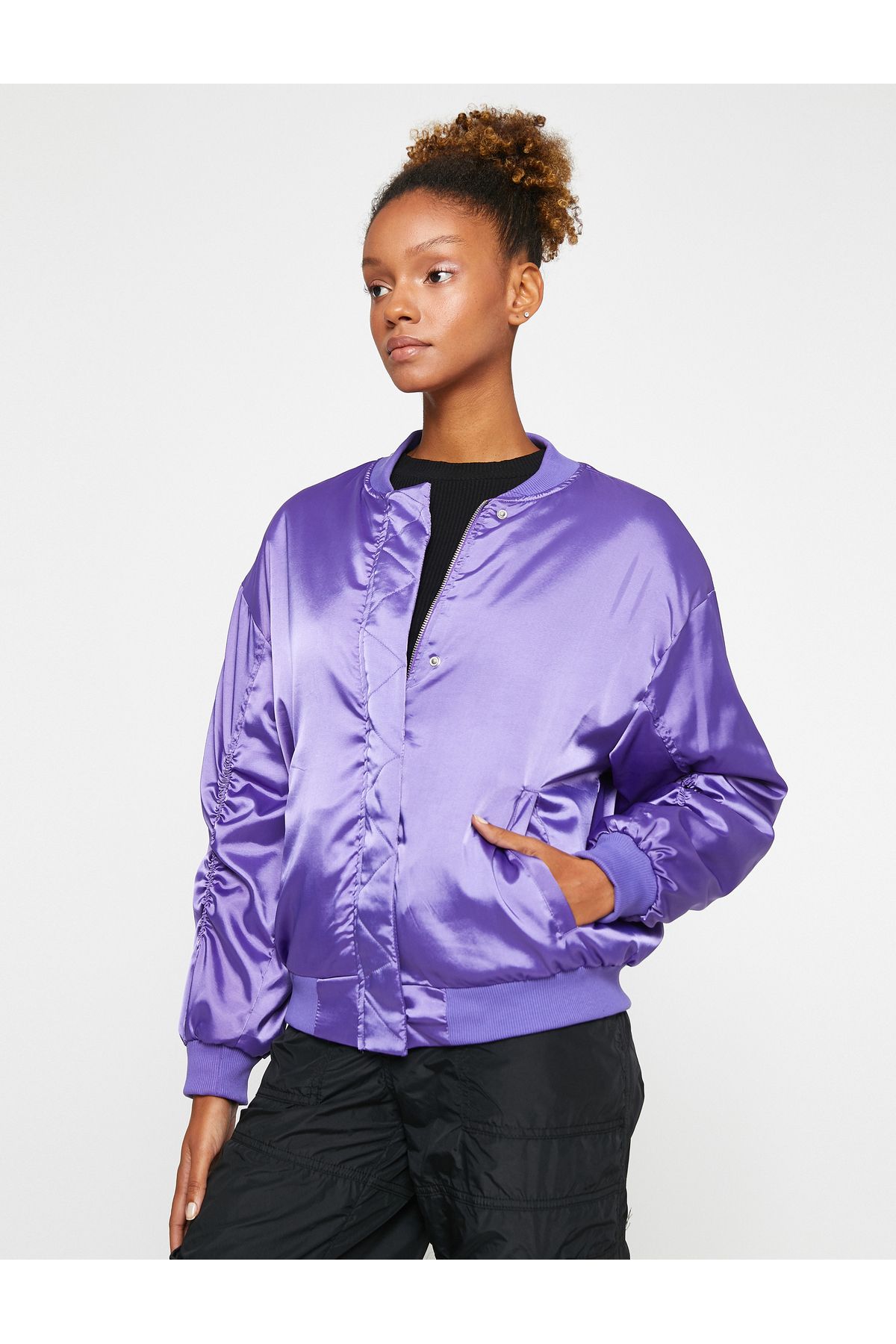 Koton-Pilot Jacket with Zipper and Drawstring Pocket Detail 3