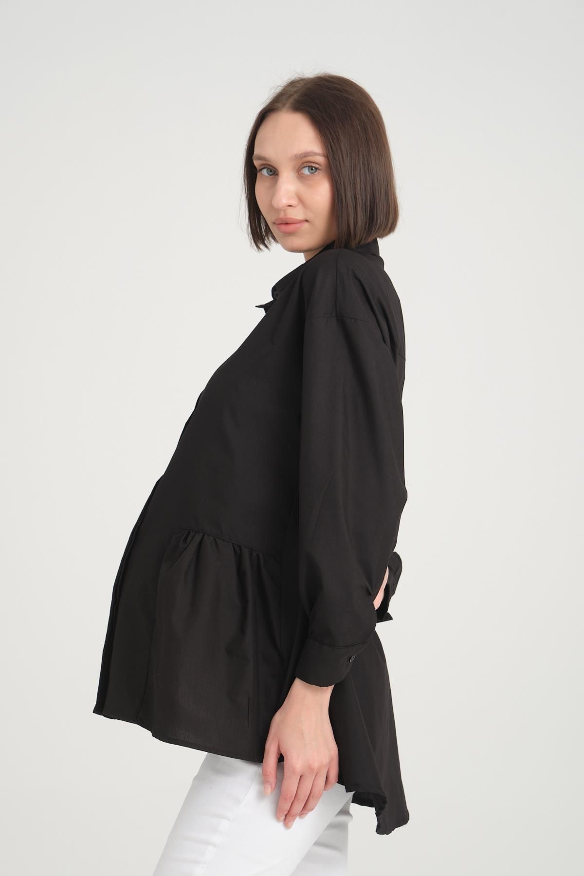 Işşıl-Işil B112-Closed Button Cotton Sports Maternity Shirt-Tunika 5