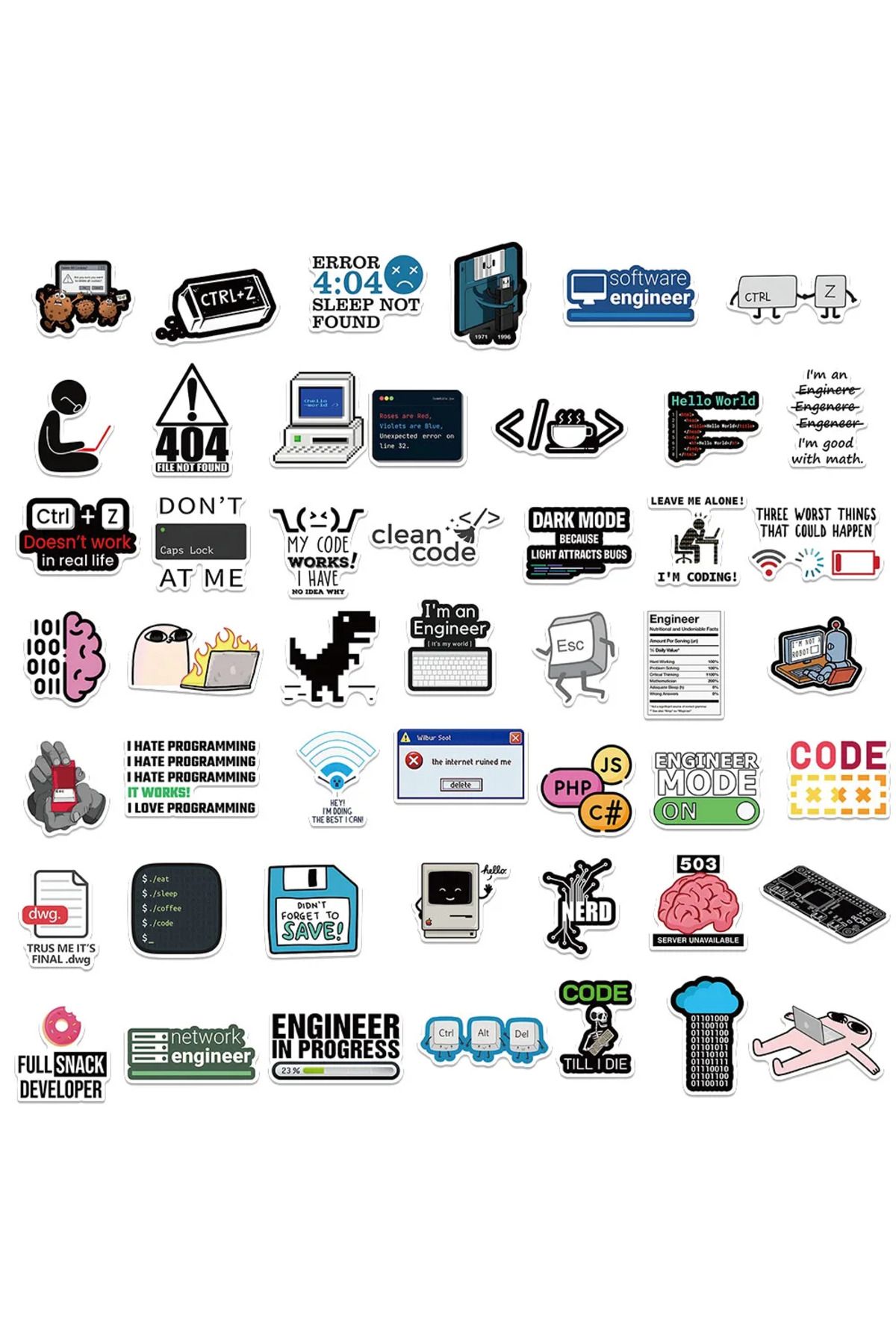 Choice-100Pcs Funny Network Hacker Programming Stickers Fun Cartoon IT Engineer Computer Sticker Luggage... 6