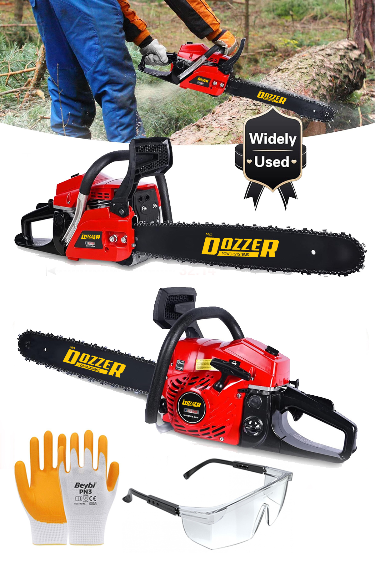 5.9.あばりんだページ DOZZER Alman W9900 Çift Egsozlu Benzinli 58Cc Ağaç Odun Dal Kesme