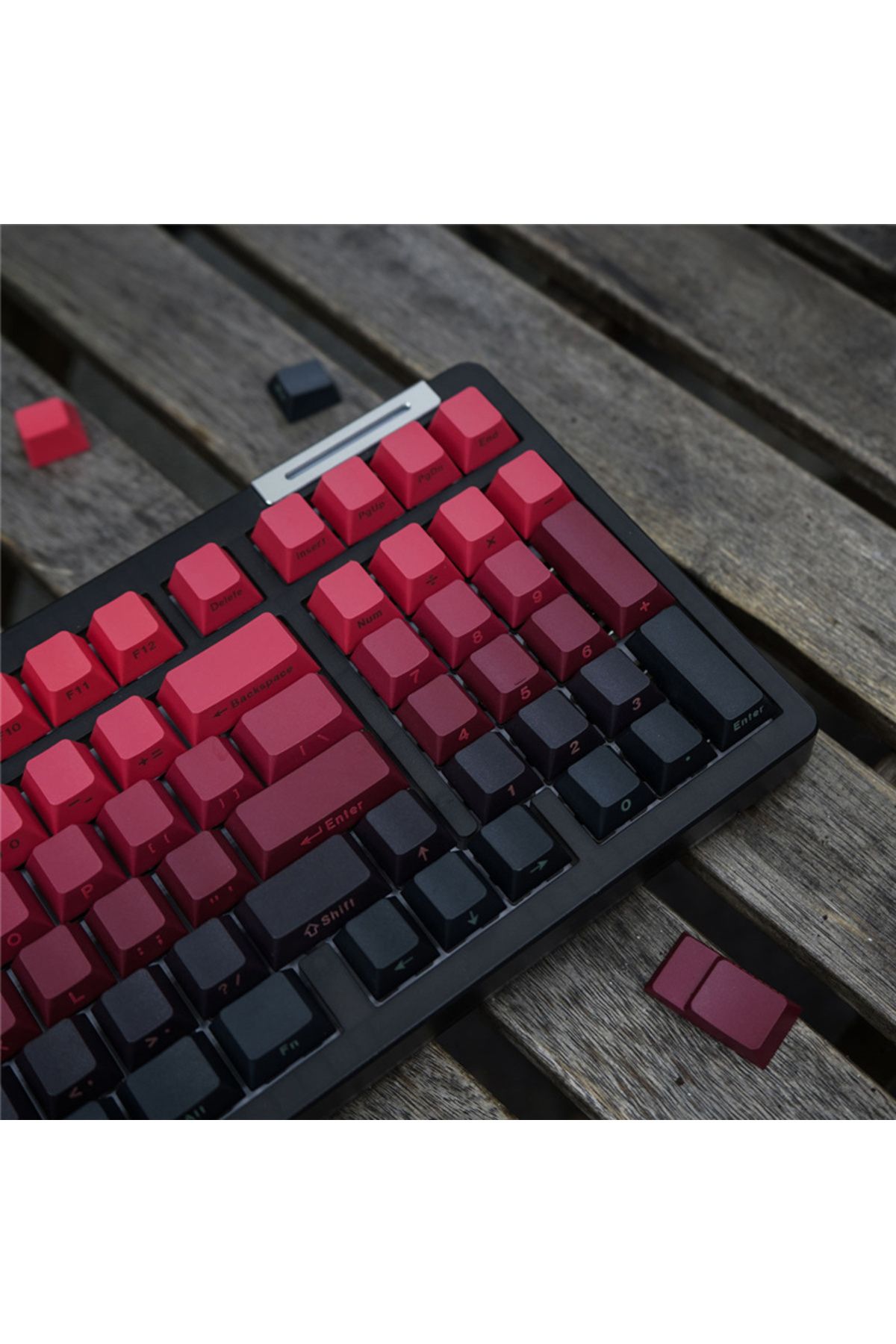 GYYSH-Dye Sublimation Black Red Gradient Keycaps Side Engraved PBT Material 139 Keys Cherry Profile For... 6