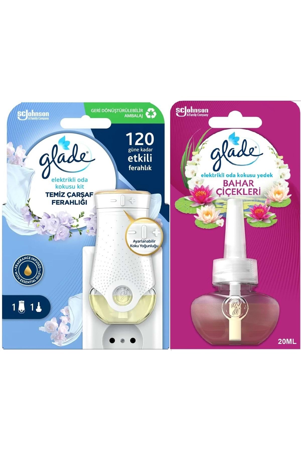 Glade Elektrikli Oda Kokusu Kit Temiz Çarşaf Ferahlığı + Yedek Bahar Çiçekleri