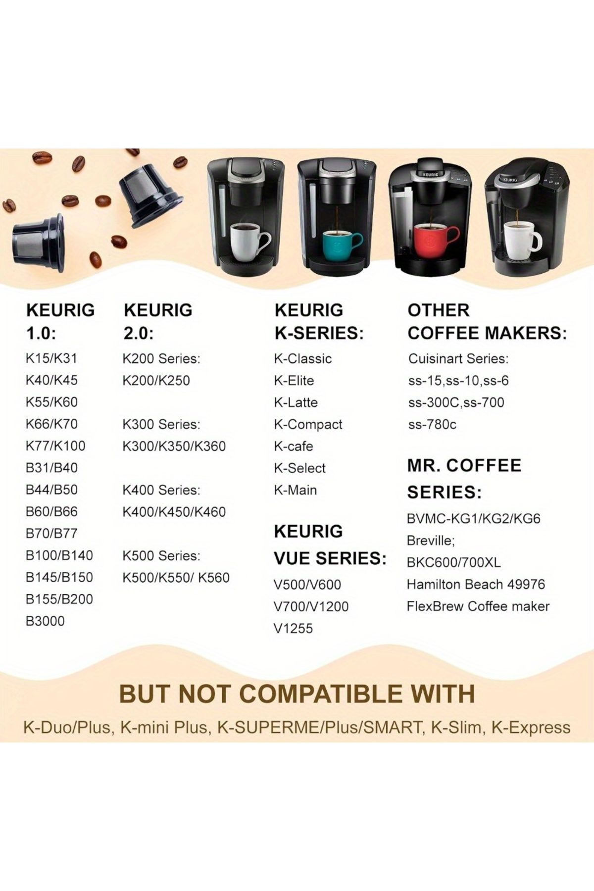 Choice-Reusable K Cups, 4 Pack Universal Fit Reusable Coffee Filters with Coffee Pods, Refillable Kcups ... 7