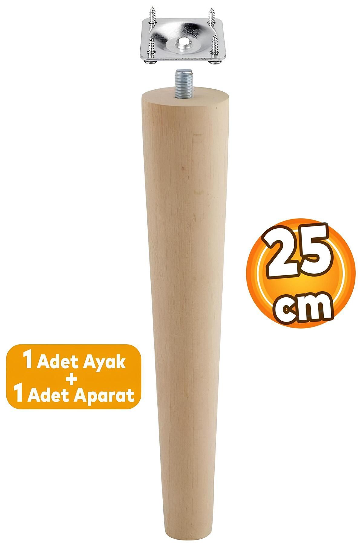 Ahşap (25 CM) Sehpa Puf Tabure Tv Ünitesi Ayağı Ayakları M8 Civatalı Bağlantı Aparatlı