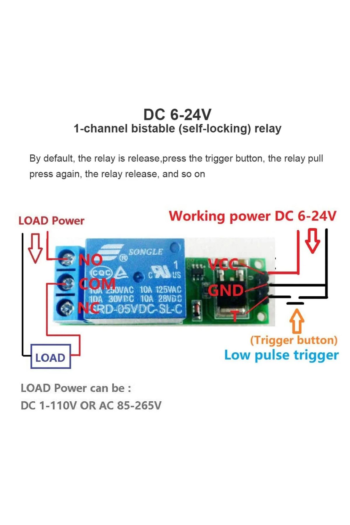 Choice-6-24V Mini Flip-flop Relay Module: Bistable Self-Locking Switch, Low Pulse Trigger Board, Open/Cl... 3