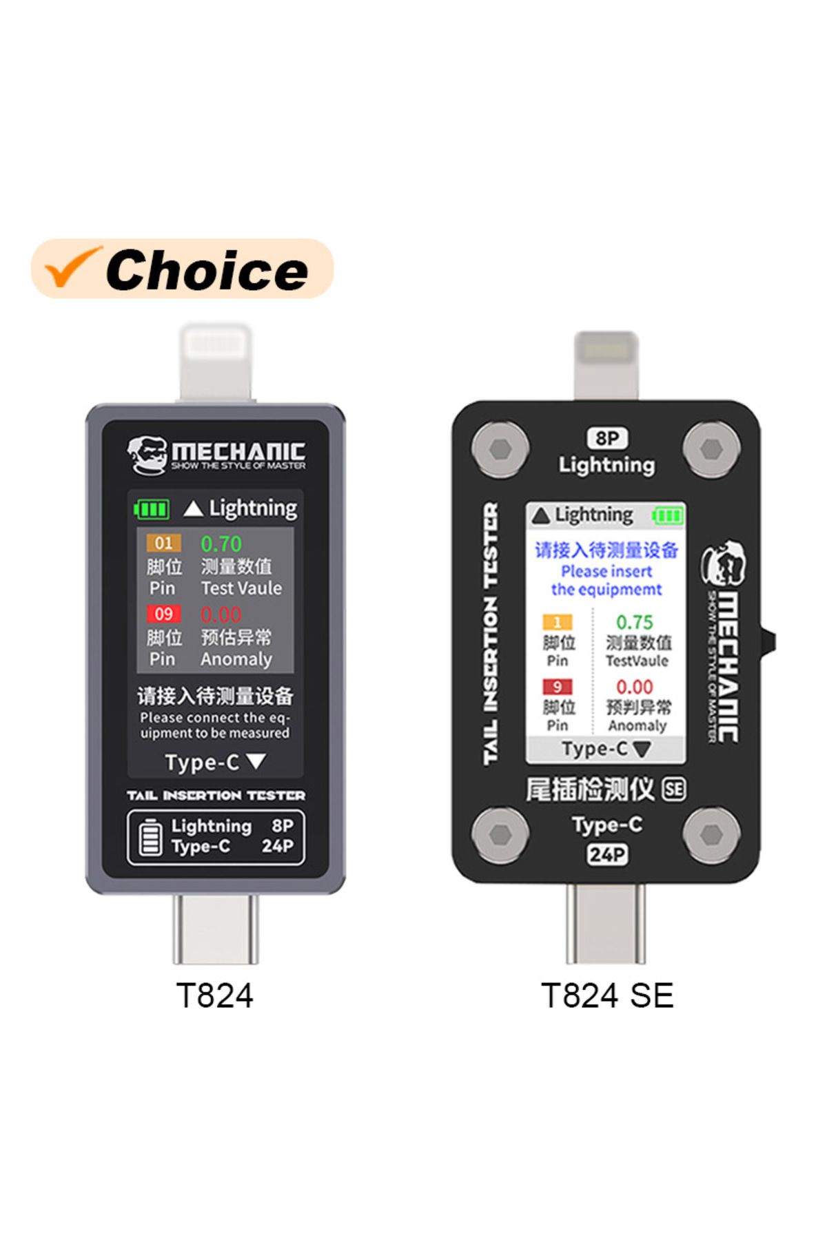 MECHANIC-T824 T824 SE Tail Insertion Tester High Precision Digital Display Type-C Lightning Phone... 2