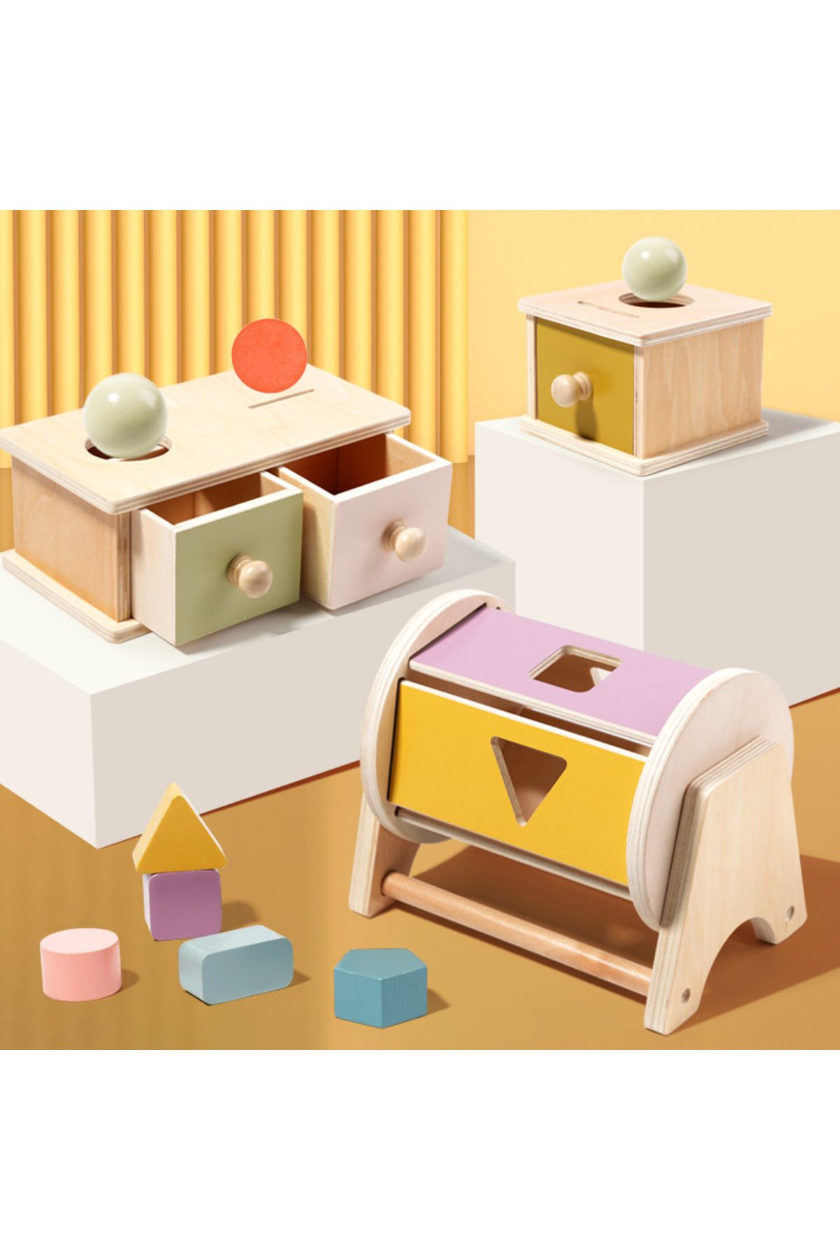 Choice-Montessori Infant Puzzle Box Toys Exercise Hand-eye Coordination Permanent Box Round Rectangular ... 4