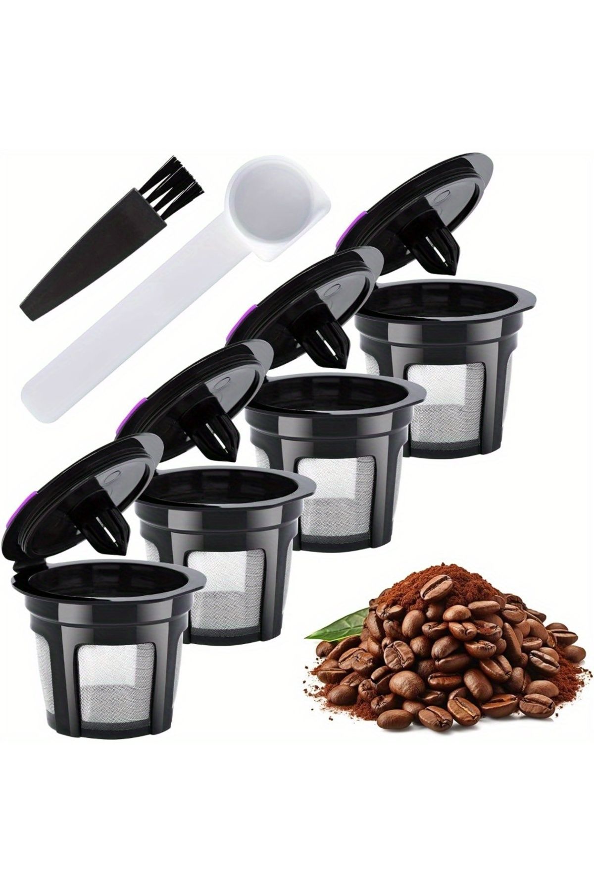 Choice-Reusable K Cups, 4 Pack Universal Fit Reusable Coffee Filters with Coffee Pods, Refillable Kcups ... 2