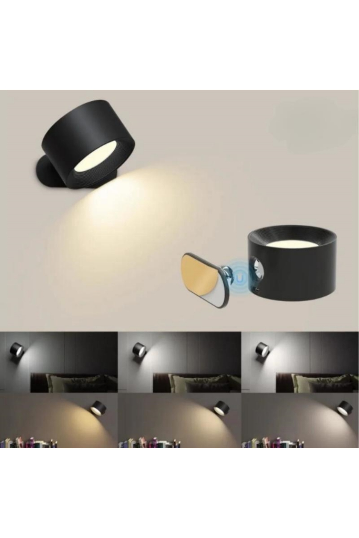 Choice-New USB Rechargeable 360 Degree Rotate Magnetic Wall Lamp Touch Control LED Mounted Reading Wall ... 1
