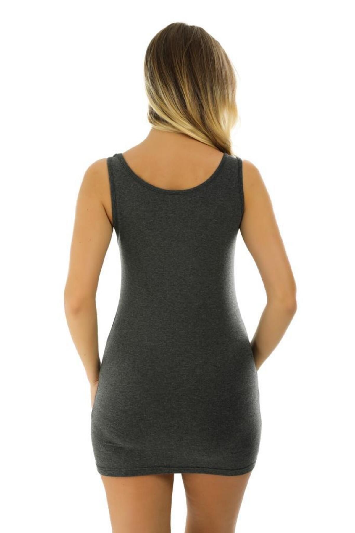 Almila-2026 Model Compact Cotton Elastane Long Women's Tank Top - Thick Strap 4