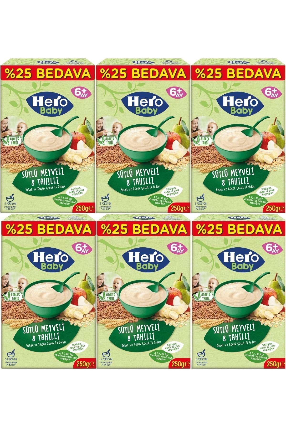 Hero Baby Kaşık Maması 250GR Sütlü Meyveli 8 Tahıllı (Avantaj Pk) (6 Lı Set)