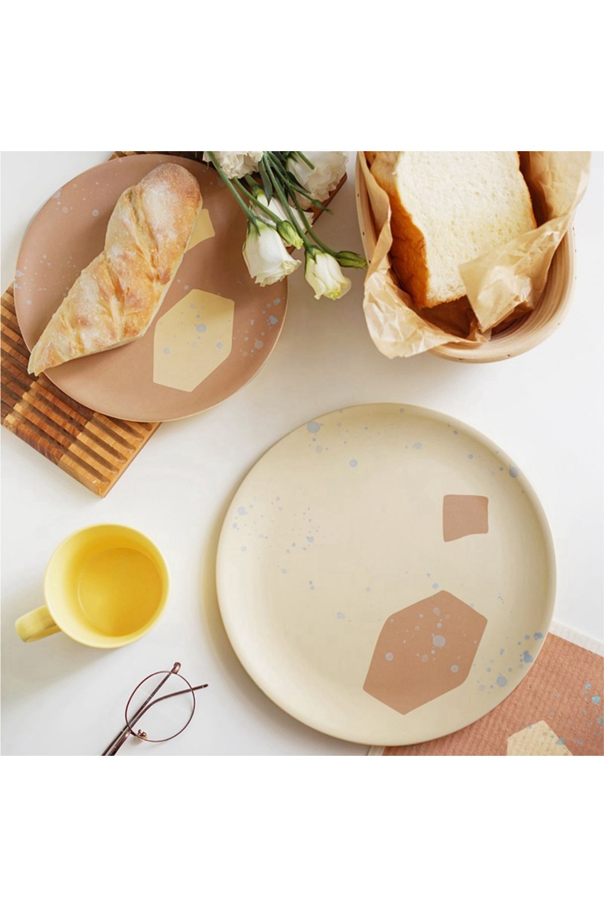 Choice-20CM Dining Plate Printed Round Bamboo Fiber Dishes for Serving Salad Dessert Cake Fruit Food Pla... 2