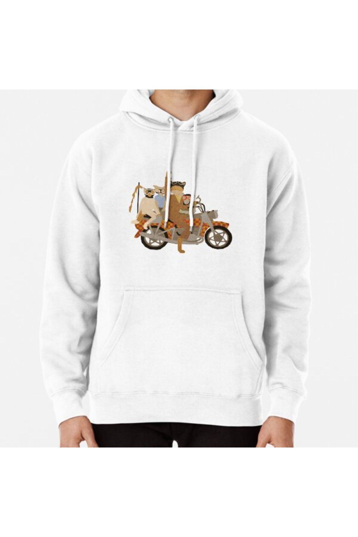 Hvit Stein Fantastic Mr Motorcycle Imprimat Hanorac Unisex - M