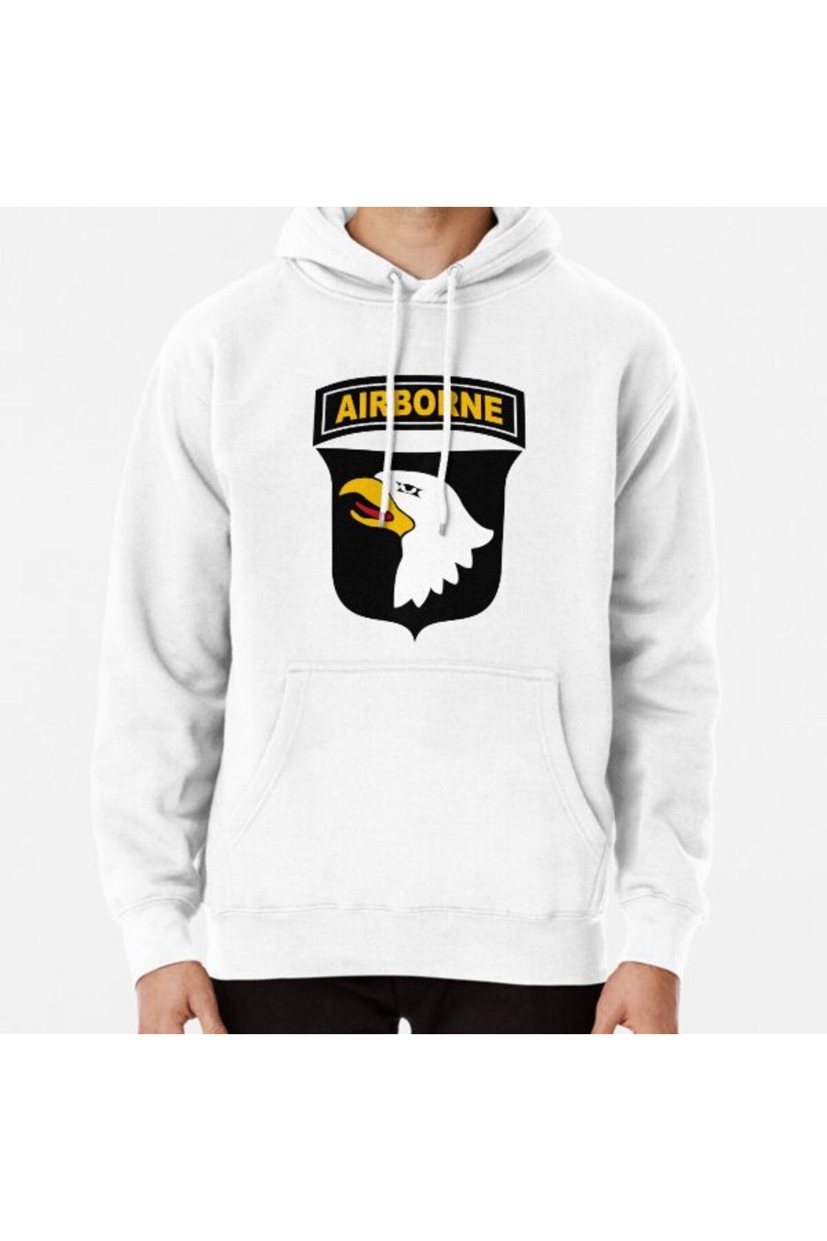 Hvit Stein Hanorac Imprimat Al 101-a Divizie Aeropurtată (armata Sua). Unisex - S