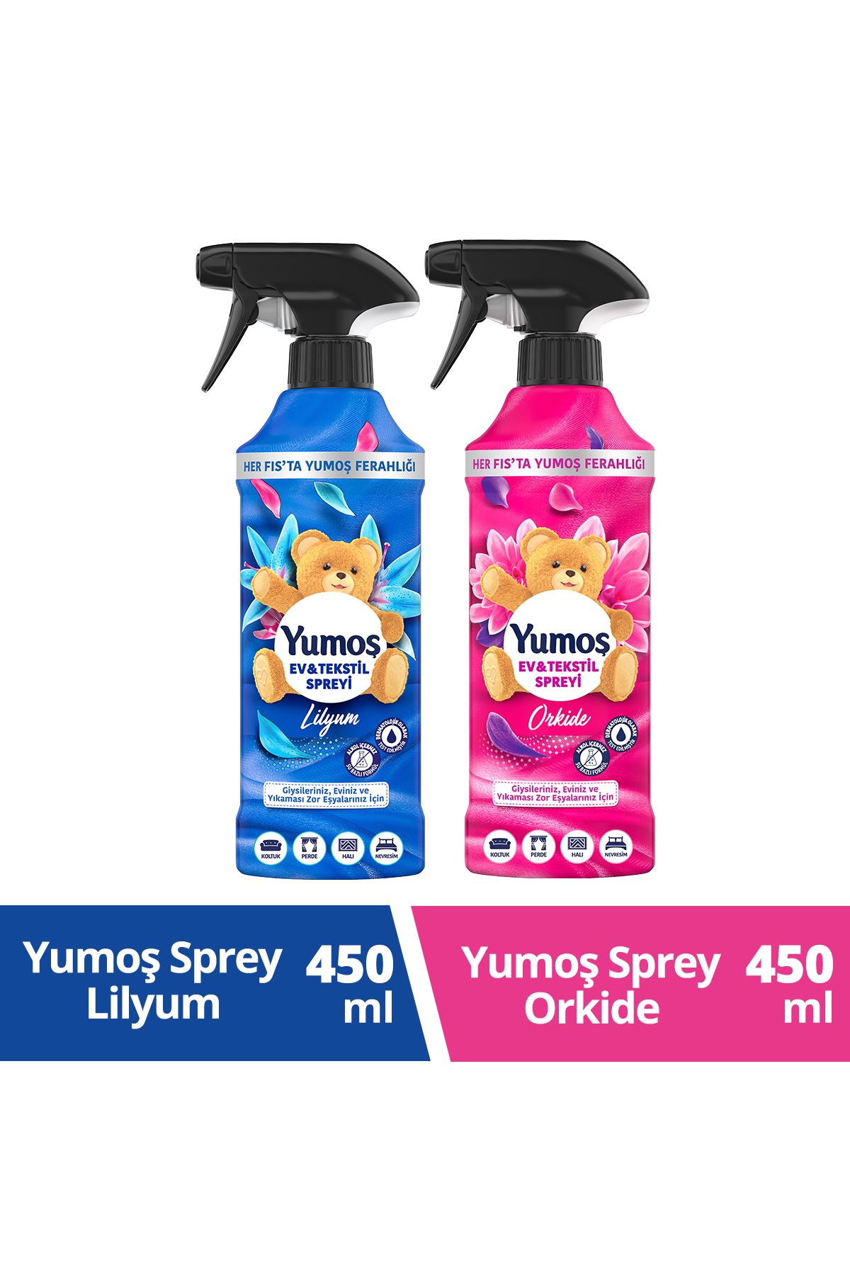 Yumoş Sprey Yıkaması Zor Eşyalar Lilyum 450 ml 1adet Sprey Zor Eşyalar Orkide 450ml 1adet