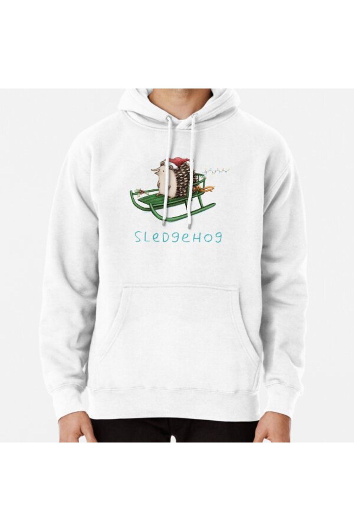 Hvit Stein Hanorac Imprimat Sledgehog Unisex - L
