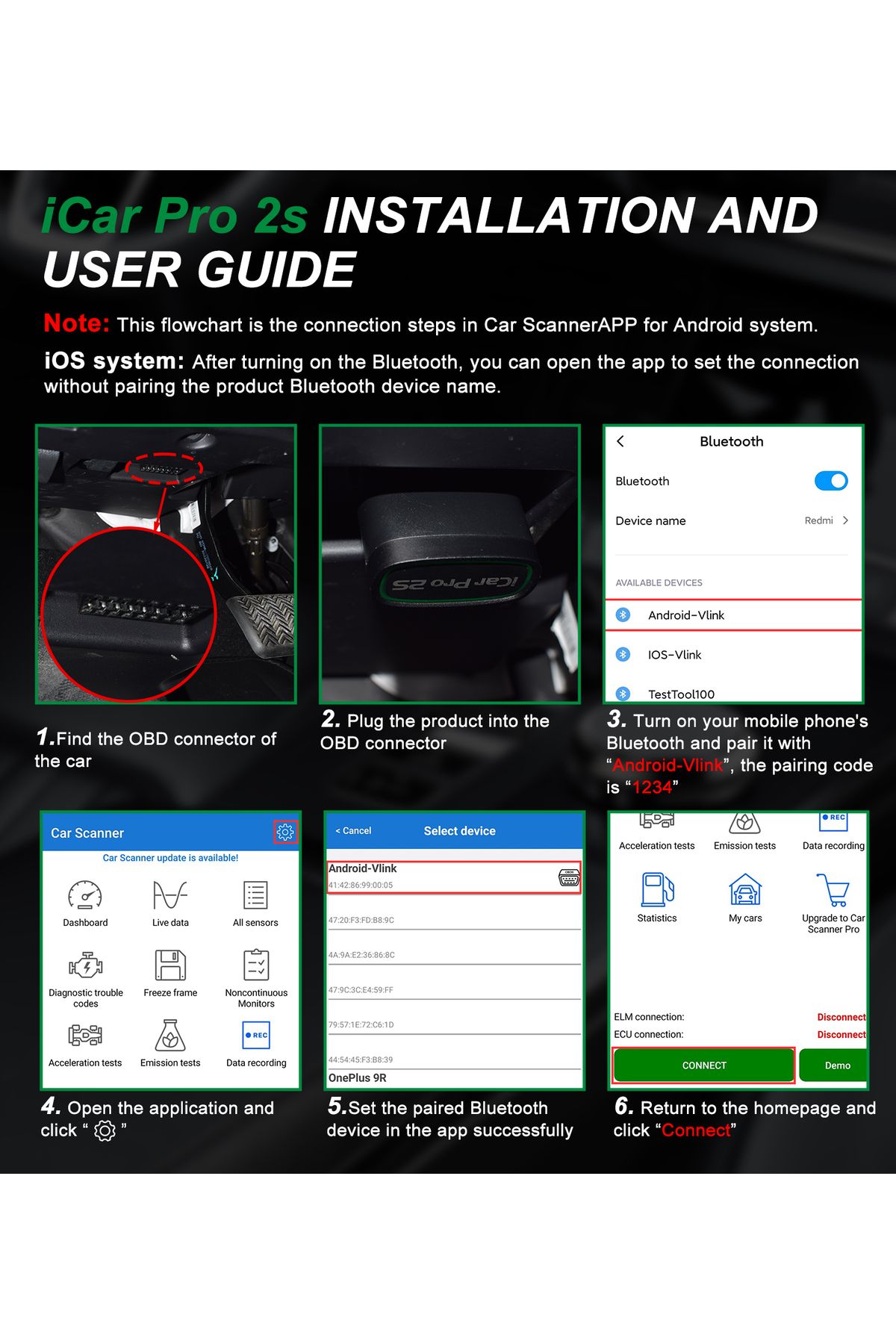 Choice-New Vgate iCar Pro 2S ELM327 Bluetooth 5.3 for Android/IOS/PC OBD2 Car Diagnostic Tool elm 327 Up... 2
