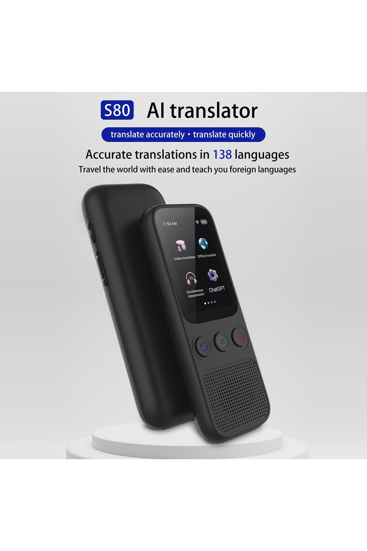 Choice-S80 Portable Language Translator Device with 138 Languages Voice Translating 17 Offline Translati... 2