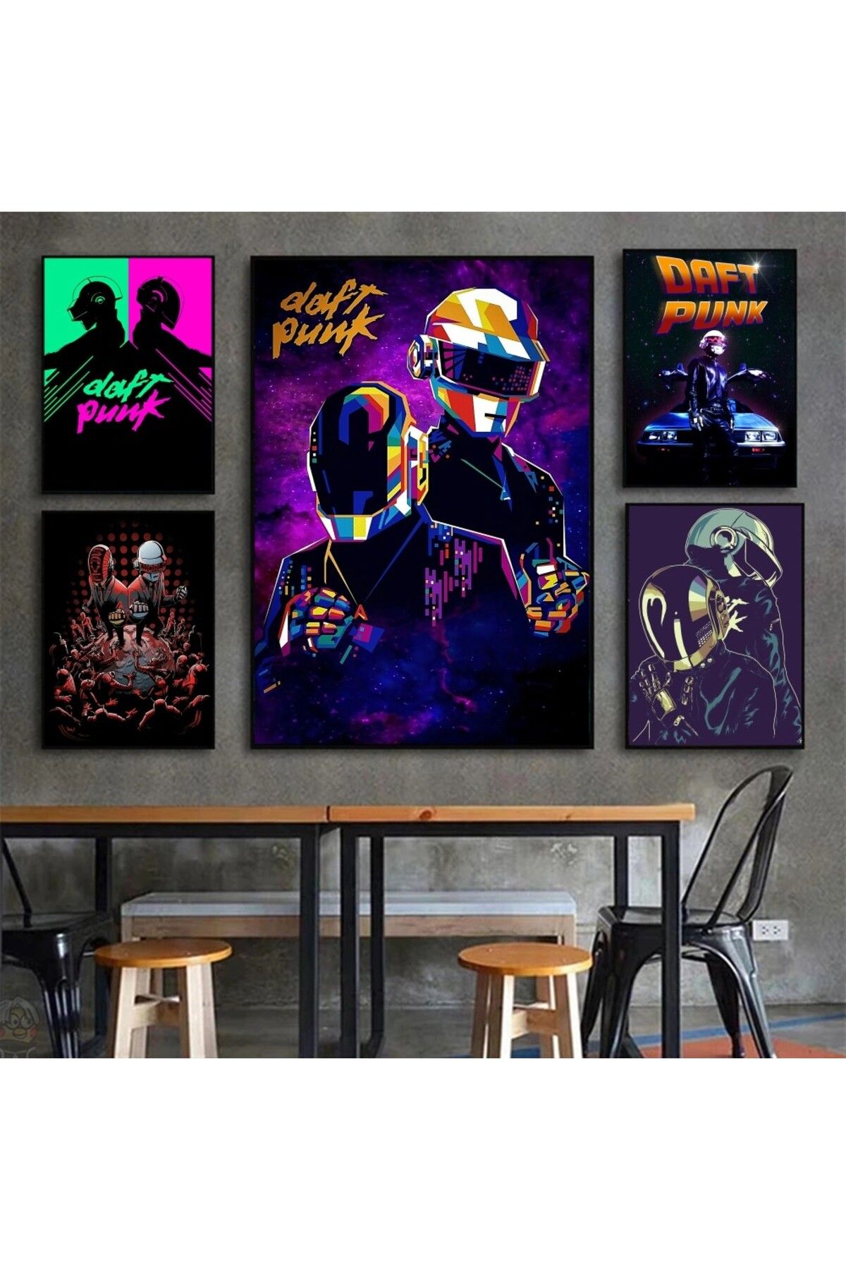 Choice-1pc Daft Punk Rock Band Poster HD Posters Home Room Bar Cafe Decor Art Wall Painting Picture 4