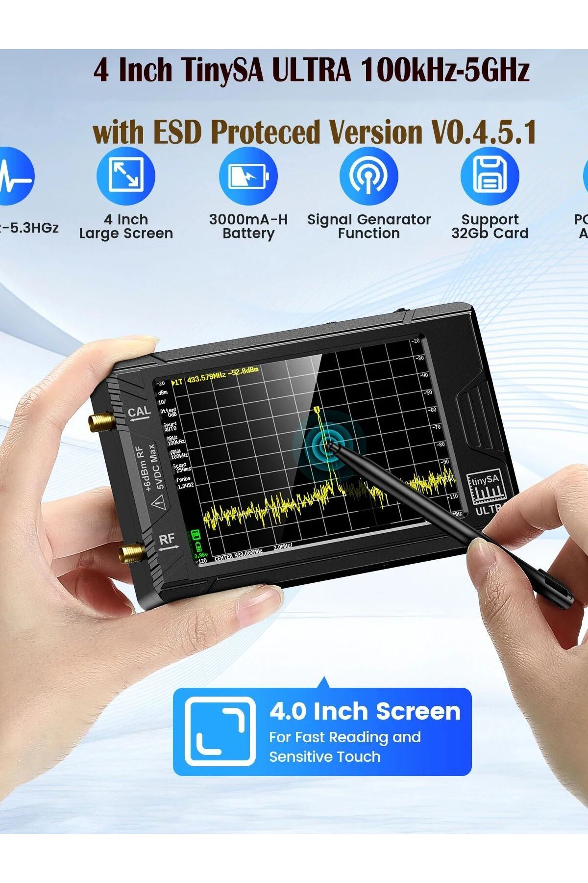 SeeSii-New Original TinySA ULTRA Handheld Tiny Spectrum Analyzer TinySA 4 Inch Touch Screen Build in Bat... 8