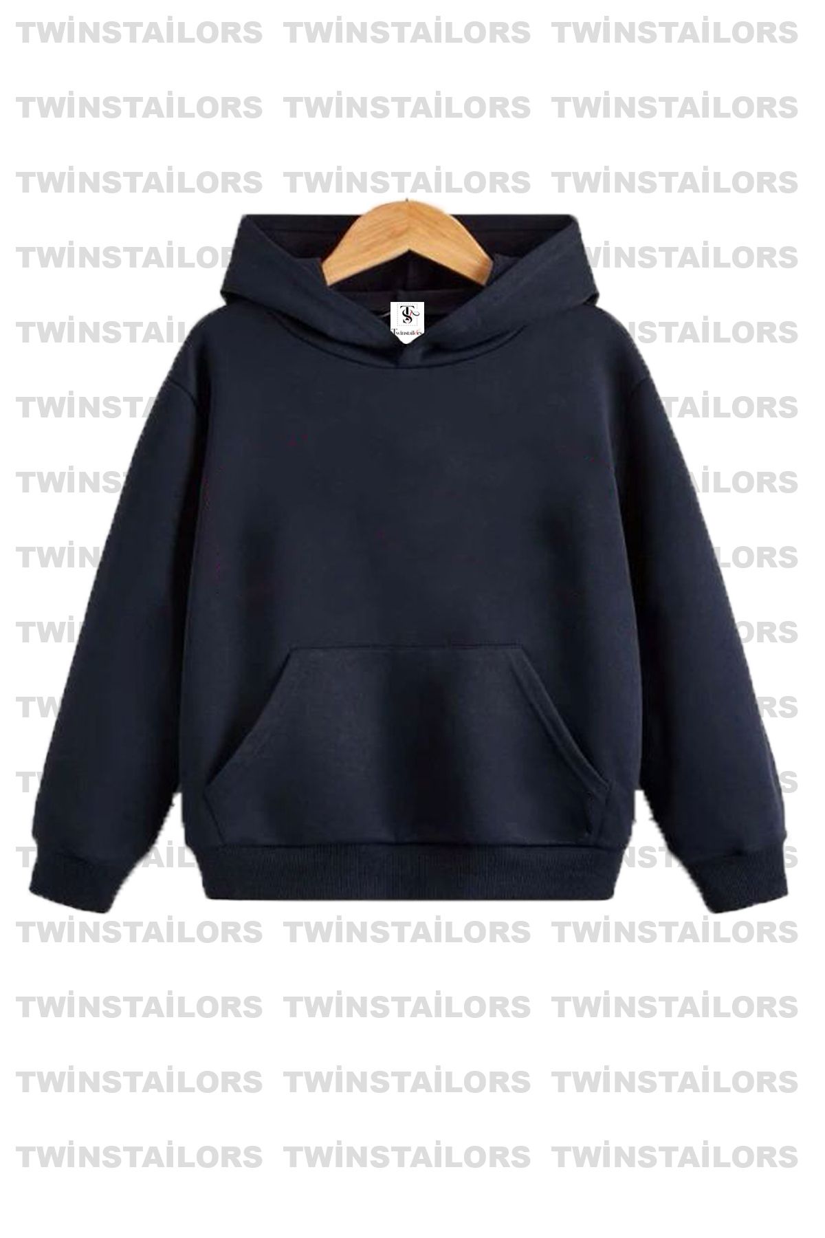 twins tailors-Pachet de 2 hanorace de școală pentru copii, unisex, albastru bleumarin, cu glugă, cu fleece în interior 2