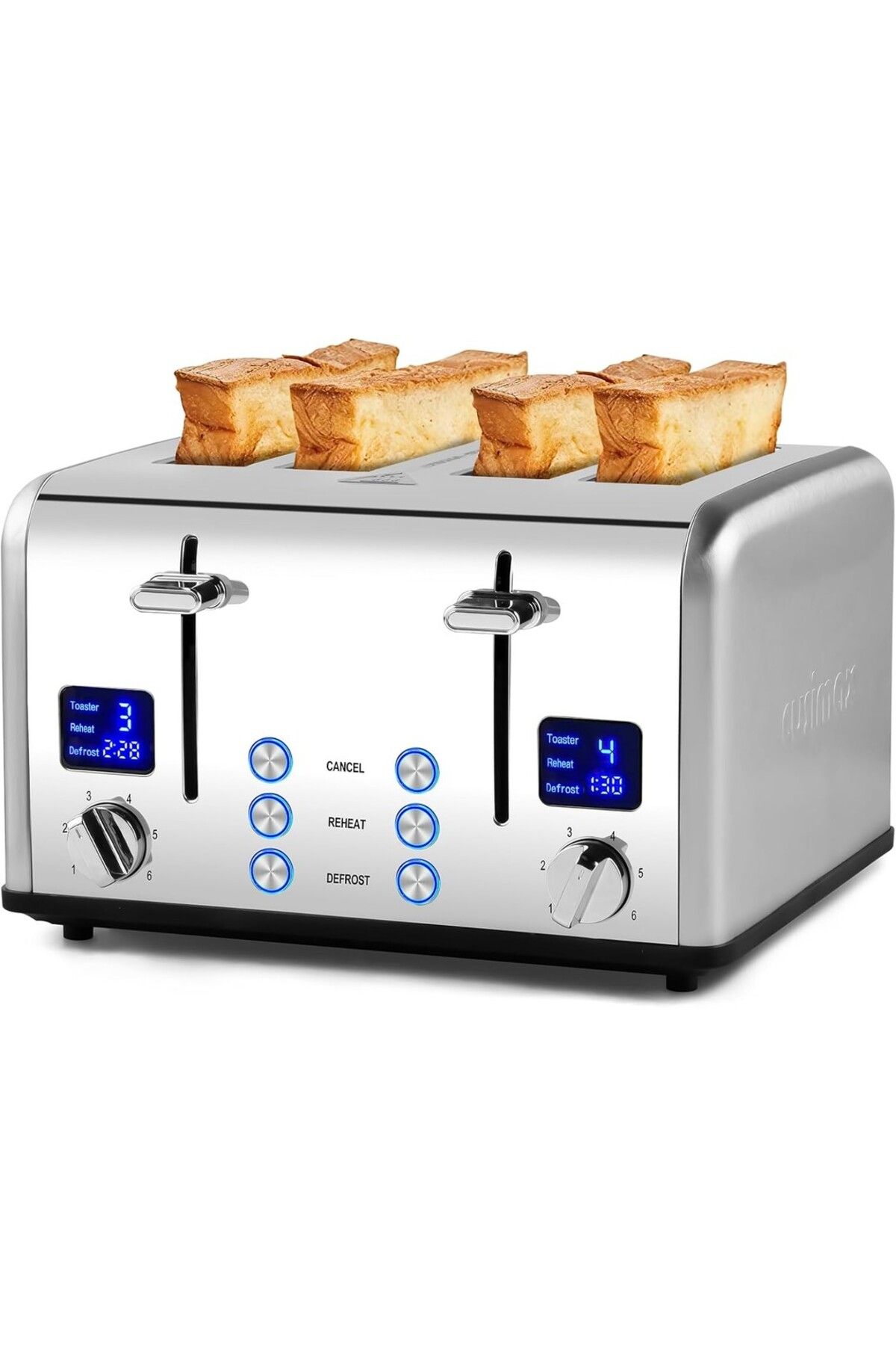 CUSIMAX 4 Dilimli Tost Makinesi | 1650W, LED Ekran, Ayarlanabilir Kızartma Kontrolü