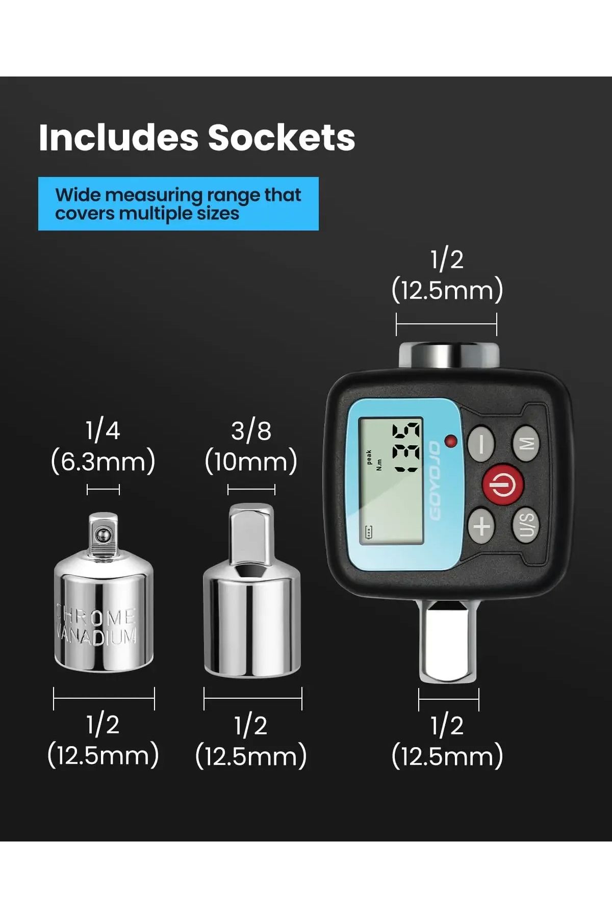 Choice-GOYOJO Digital Torque Wrench Adapter - Precision Electronic Torque Tool Converter and Meter with ... 5