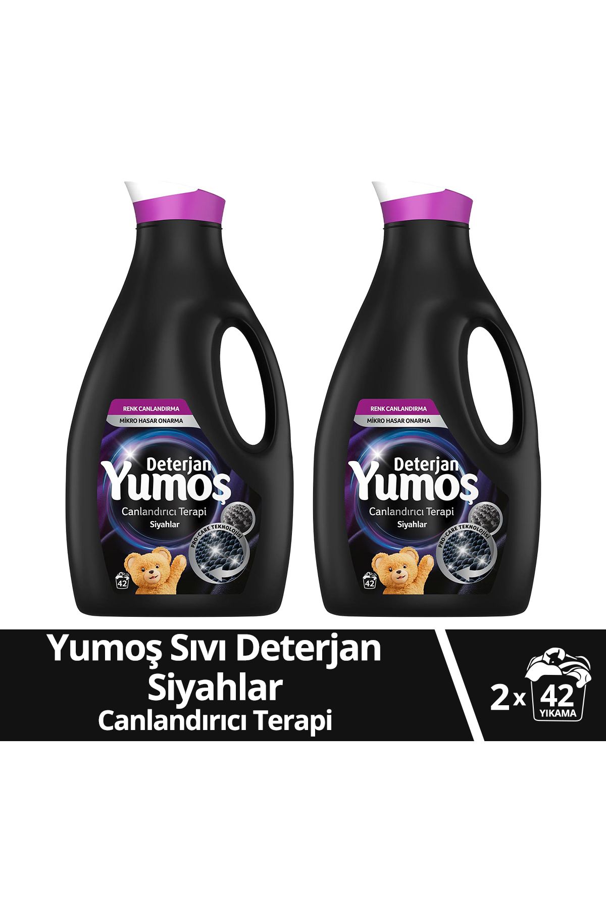 Yumoş Sıvı Bakım Çamaşır Deterjanı Siyah Ve Koyu Renkli Giysiler Için 2520 ml 2 Adet