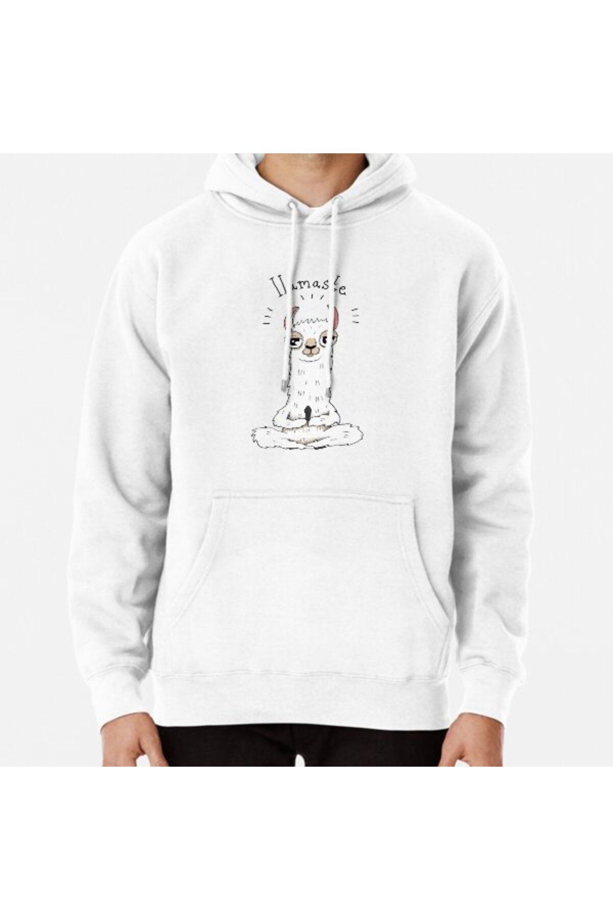 Hvit Stein Poză De Yoga Lama Cu Hanorac Imprimat Llamaste Unisex - XL