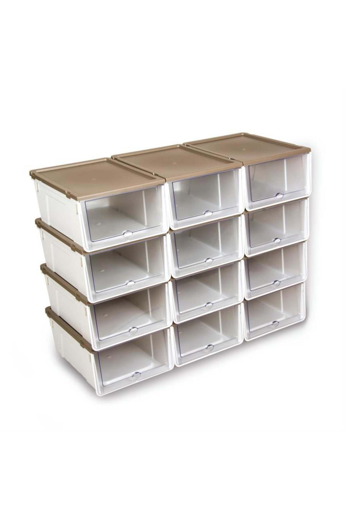 BRAVES-6-Piece Modular Shoe Rack Luxury Shoe Box Set Cabinet Stackable Storage Box with Lid 4