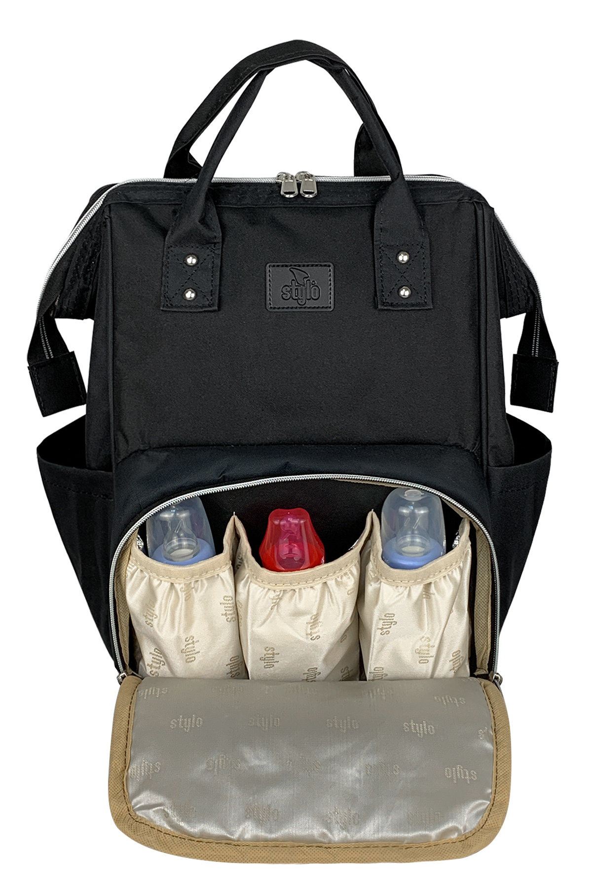 Stylo Star Anne Bebek Bakım Sırt Çantası Hediye Termos Çanta -siyah fotoğrafı 2 (önizleme)
