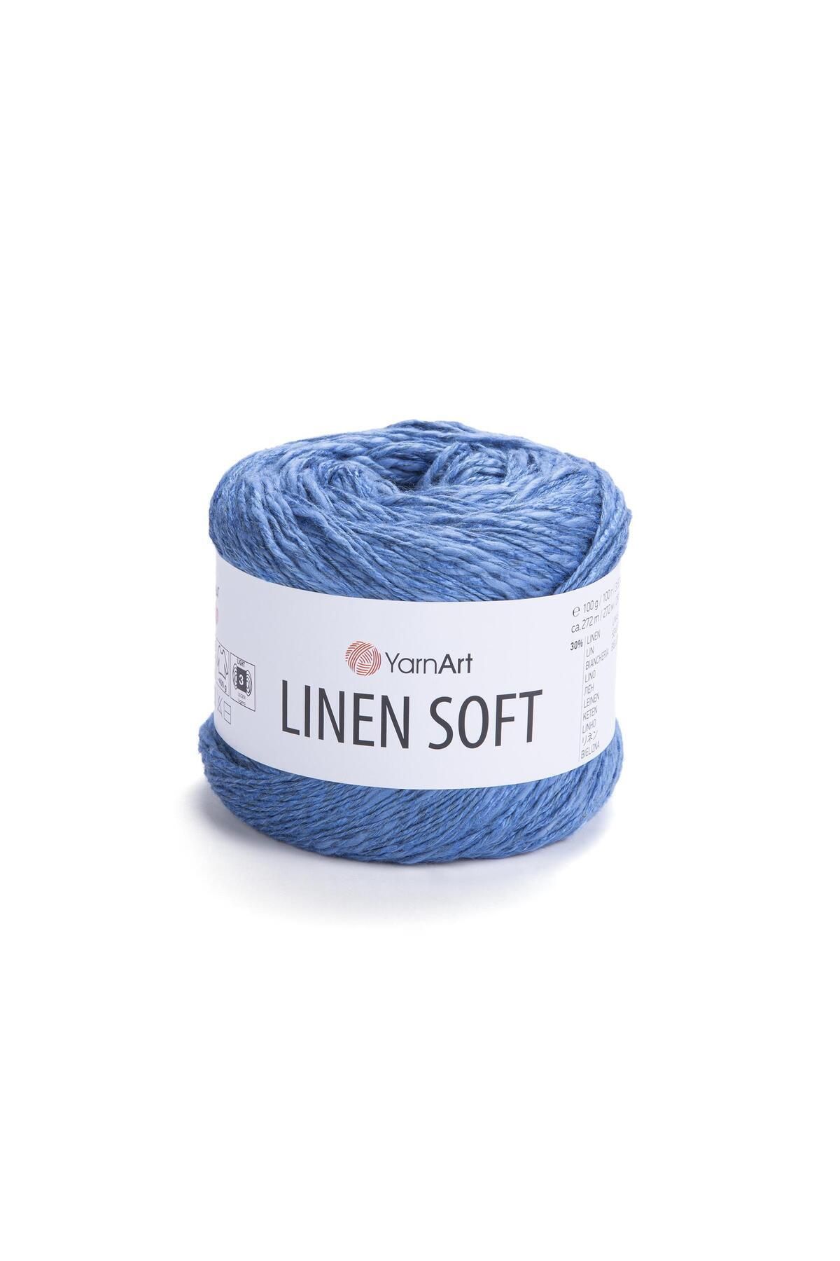 Yarnart Linen Soft Ață De Tricotat Manual Albastru - 7318 - One Size