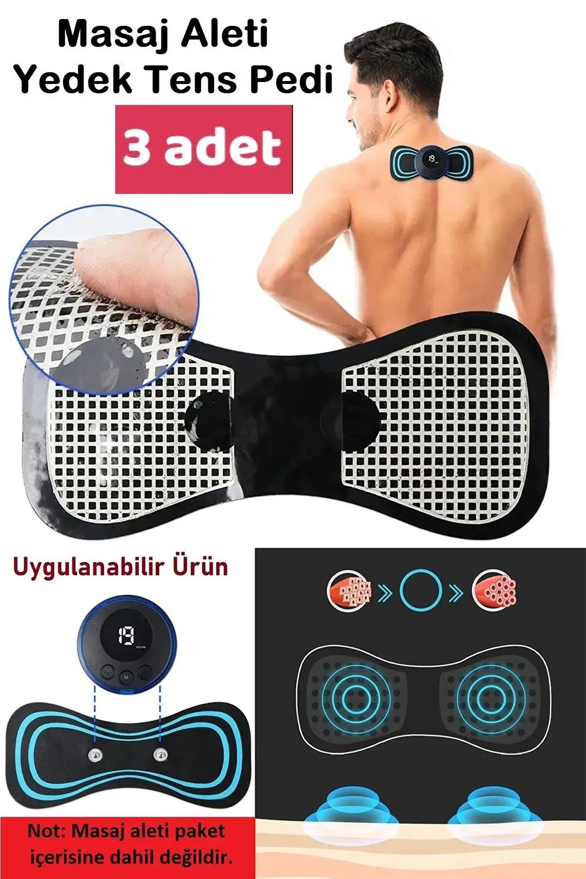 qualityworld 3 Adet Mini Kablosuz Kelebek Masaj Aleti Yedek Pedi (Masaj Aleti Paket İçeriğine Dahil Değildir)