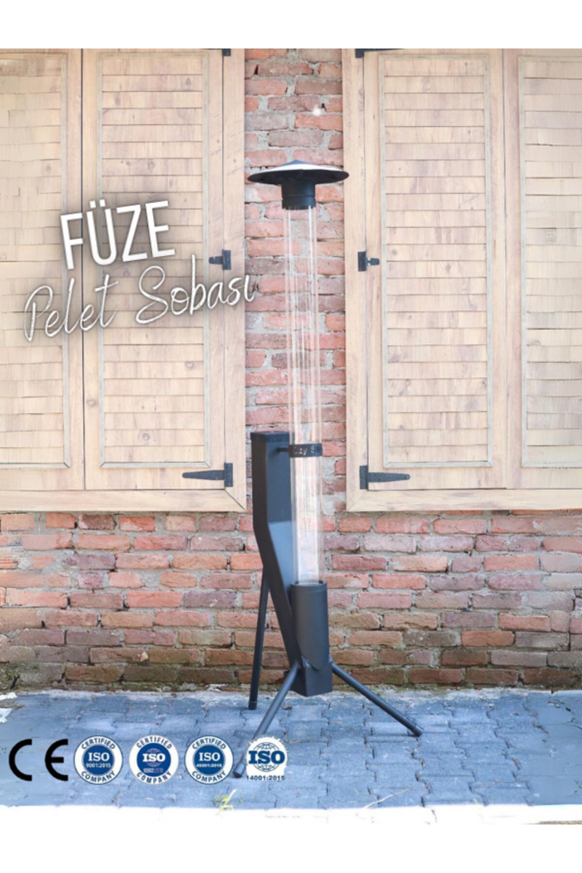 Füze Ozystove Pelet Sobası Camlı Şömine Dış Mekan Bahçe Kule Pramit Roket Tipi Isıtıcı.