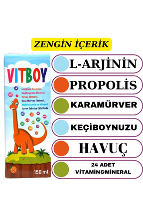 Vitboy L-Arjinin Propolis ve Keçiboynuzu Havuç Kara Mürver Ekstresi İçeren Ta...