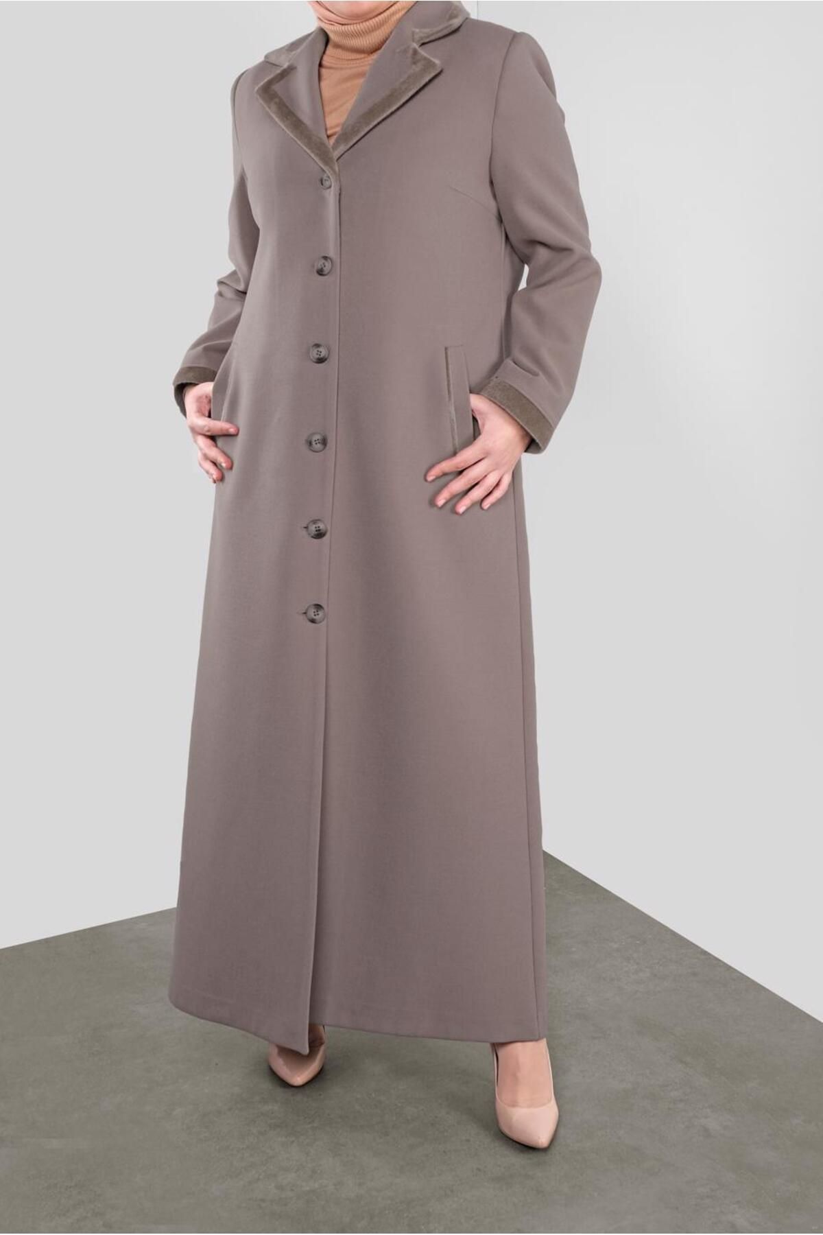 مانتو 90163 یقه دوبله دکمه دار Alvina