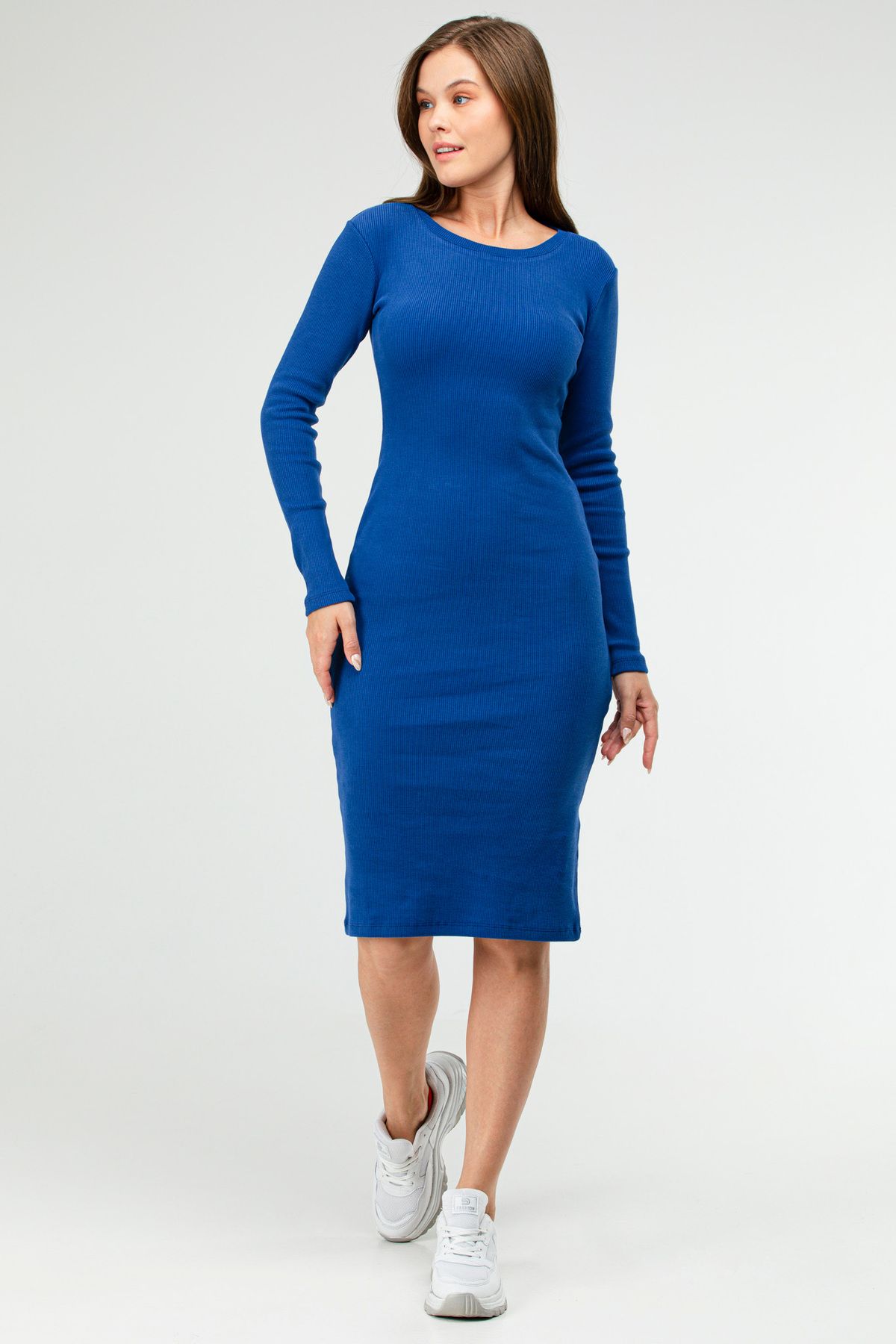 speedlife-Rochie de damă Sax Blue Slim Fit Bumbac Decolteu O Camolă Sf0761 5