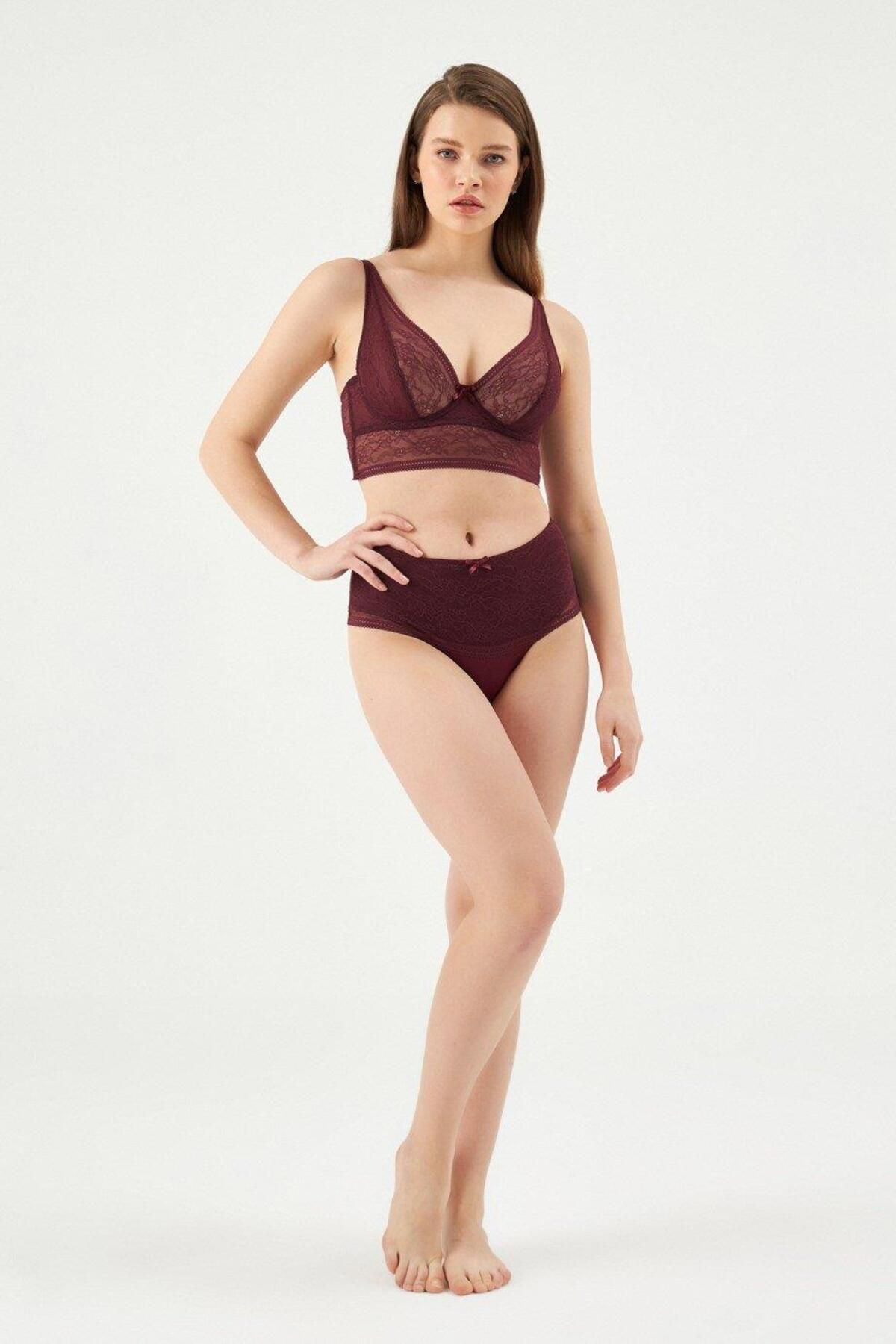 Eros-834 Claret Red Anıta Underwire Recovery Bralet Set 1