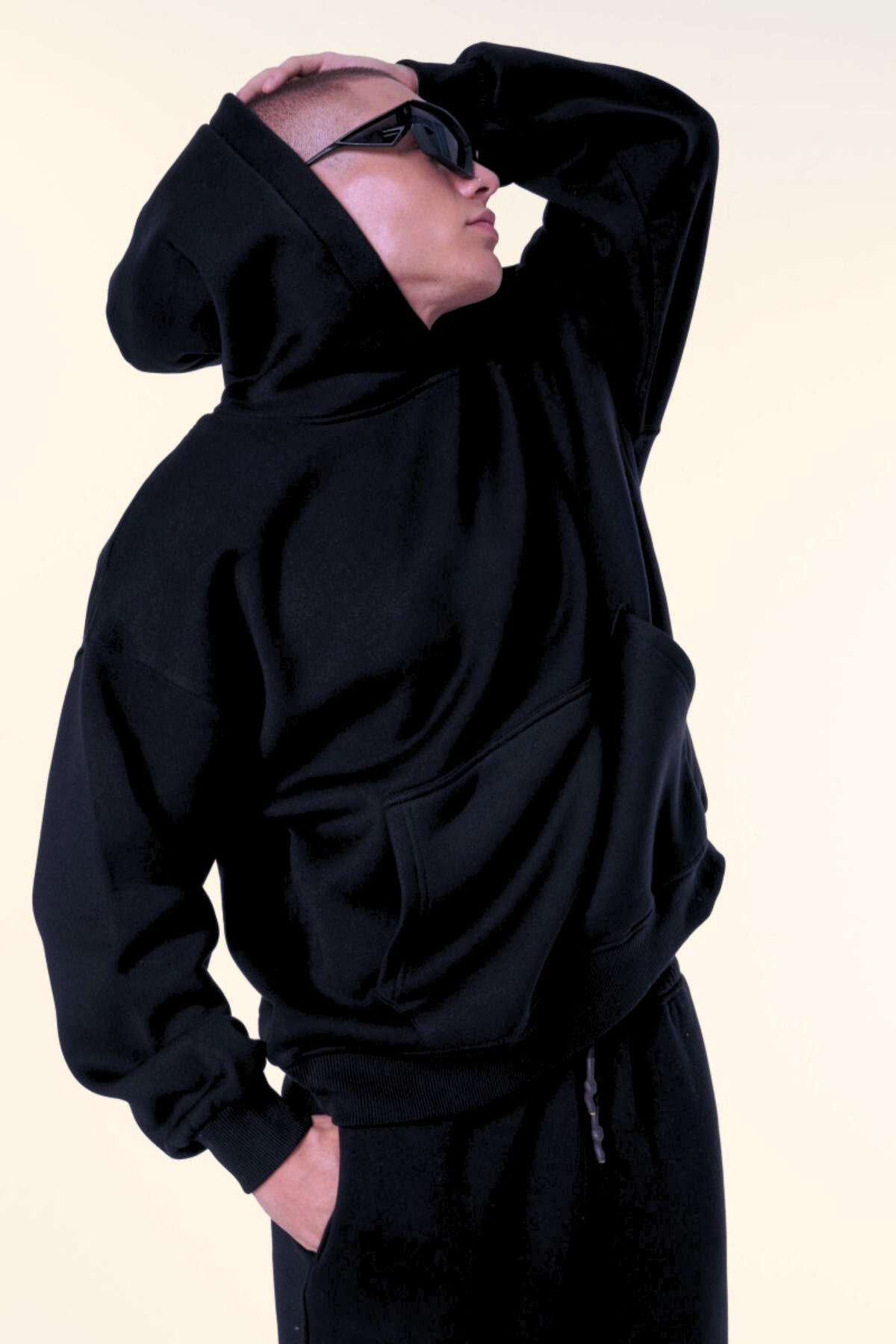 Men's Trend 3 Yarn Cotton Oversized Unprinted Elasticated Leg Tracksuit