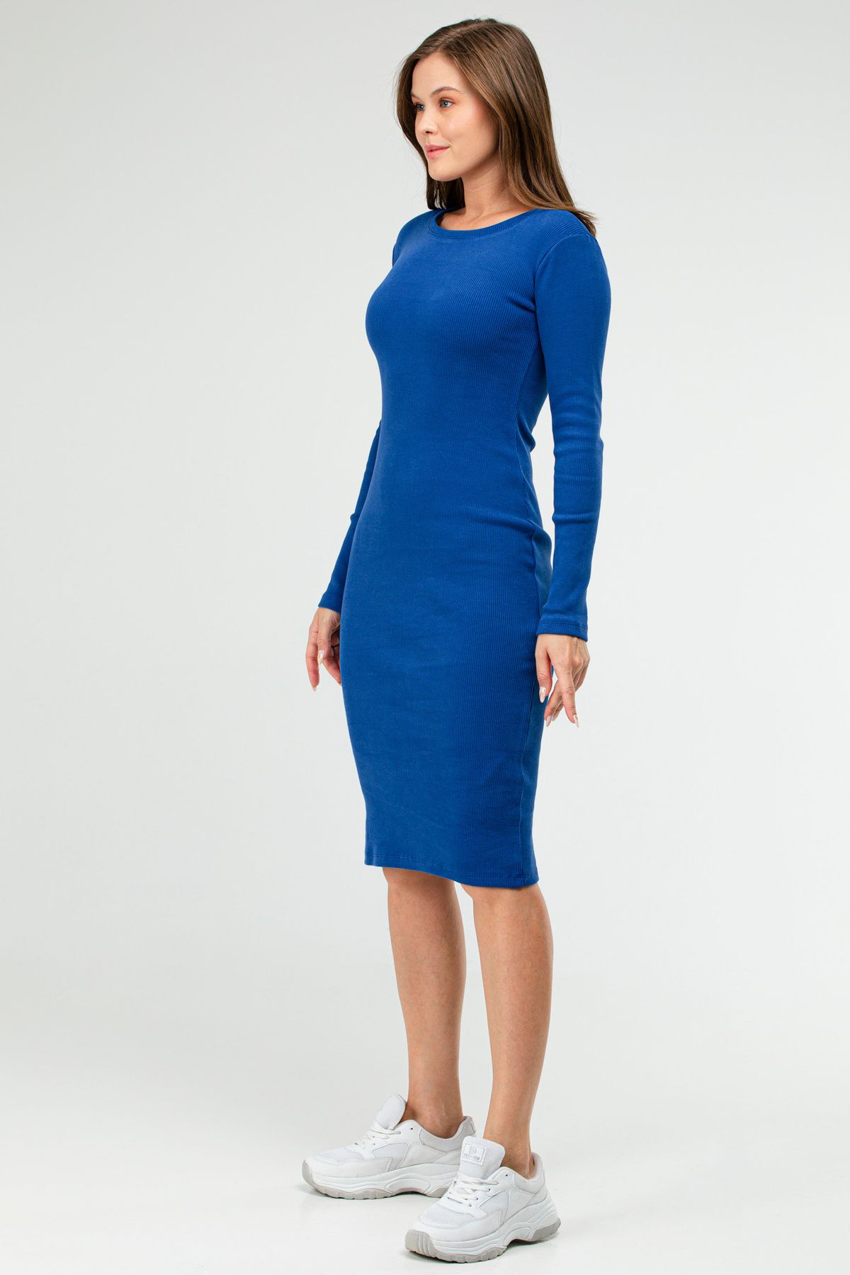 speedlife-Rochie de damă Sax Blue Slim Fit Bumbac Decolteu O Camolă Sf0761 2