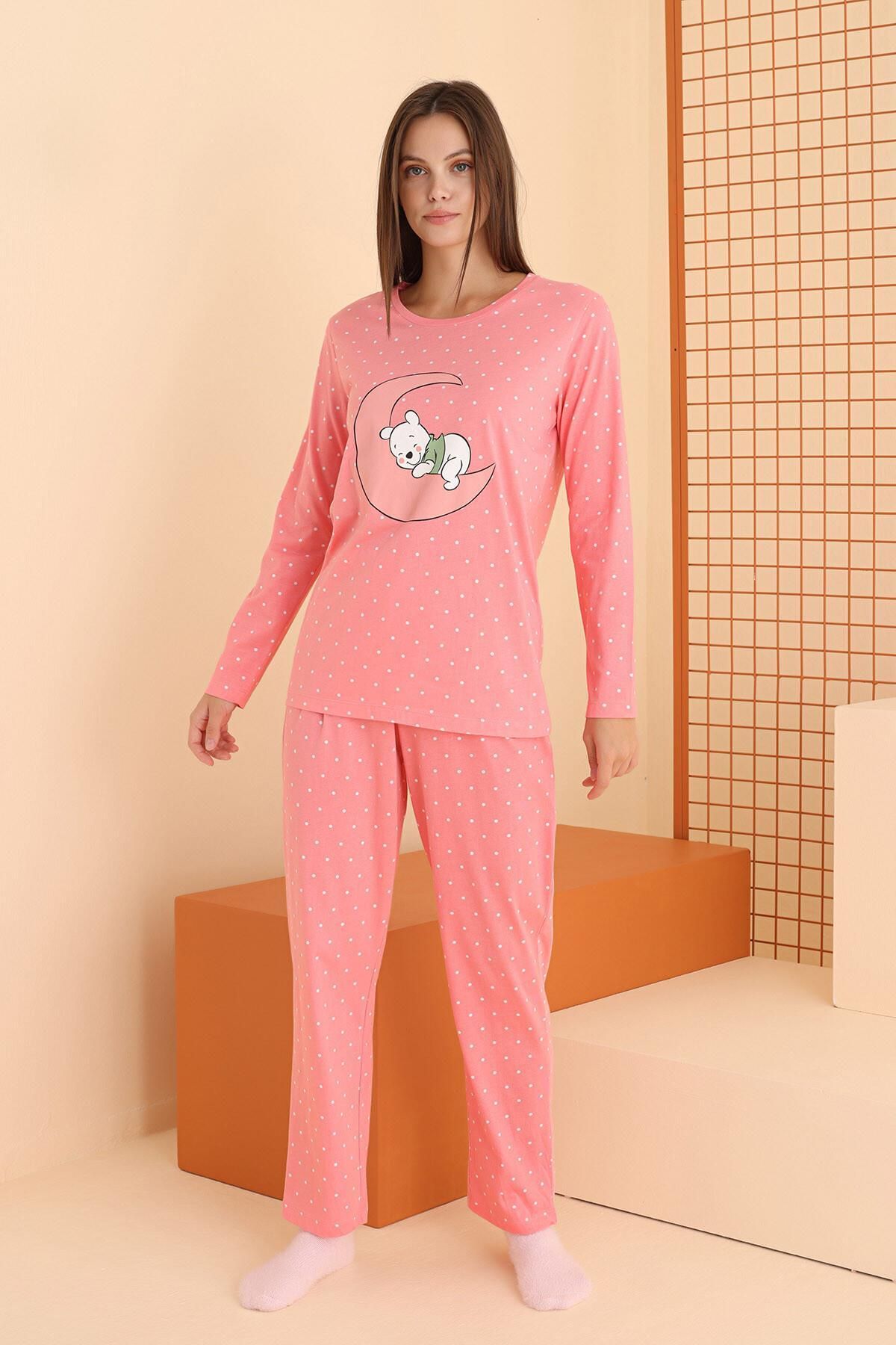 NBB-Women's 100% Cotton Combed Cotton Pajamas Set with Winnie Pooh and Moon Picture 2