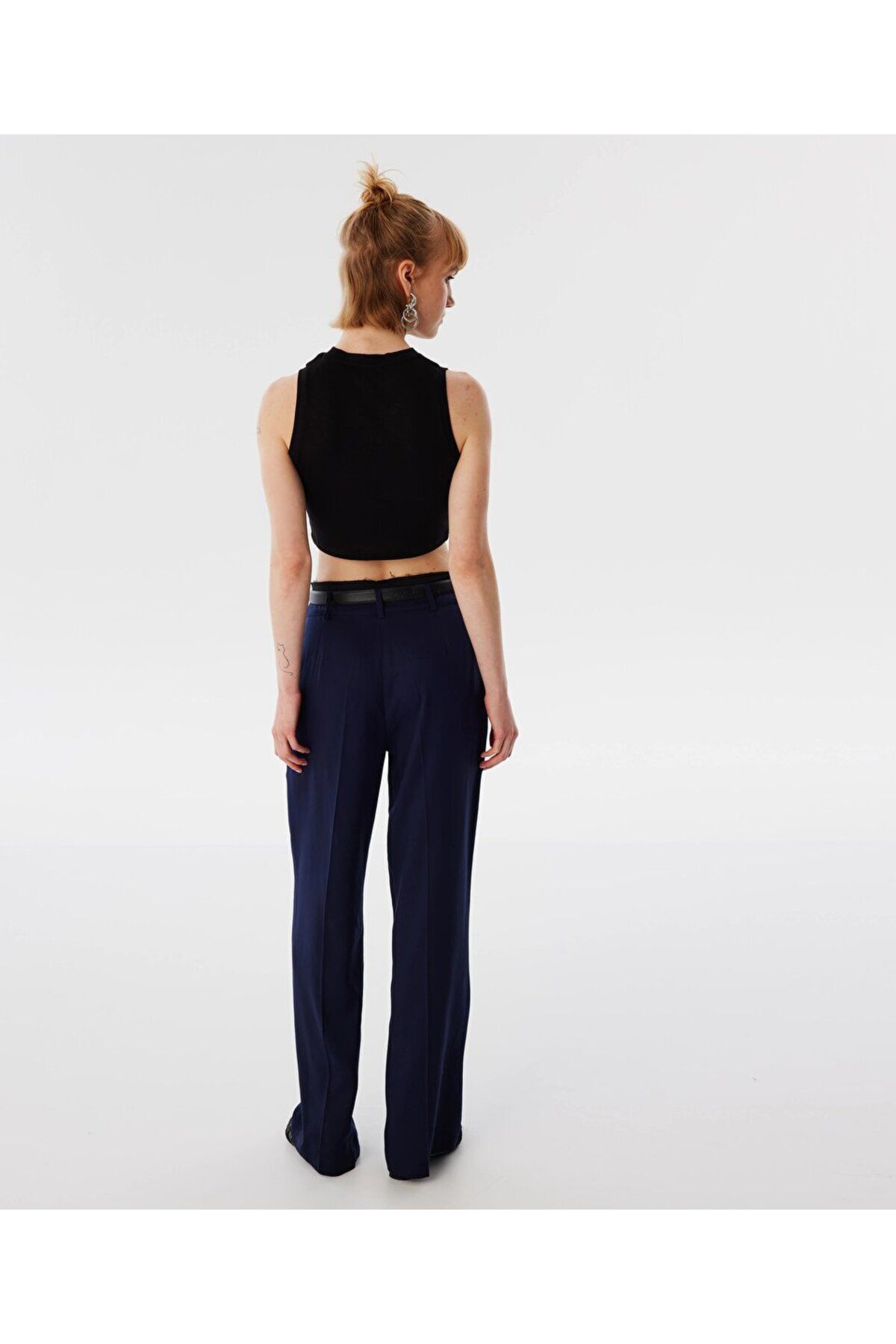 Twist-Mix Fabric Belted Trousers 5